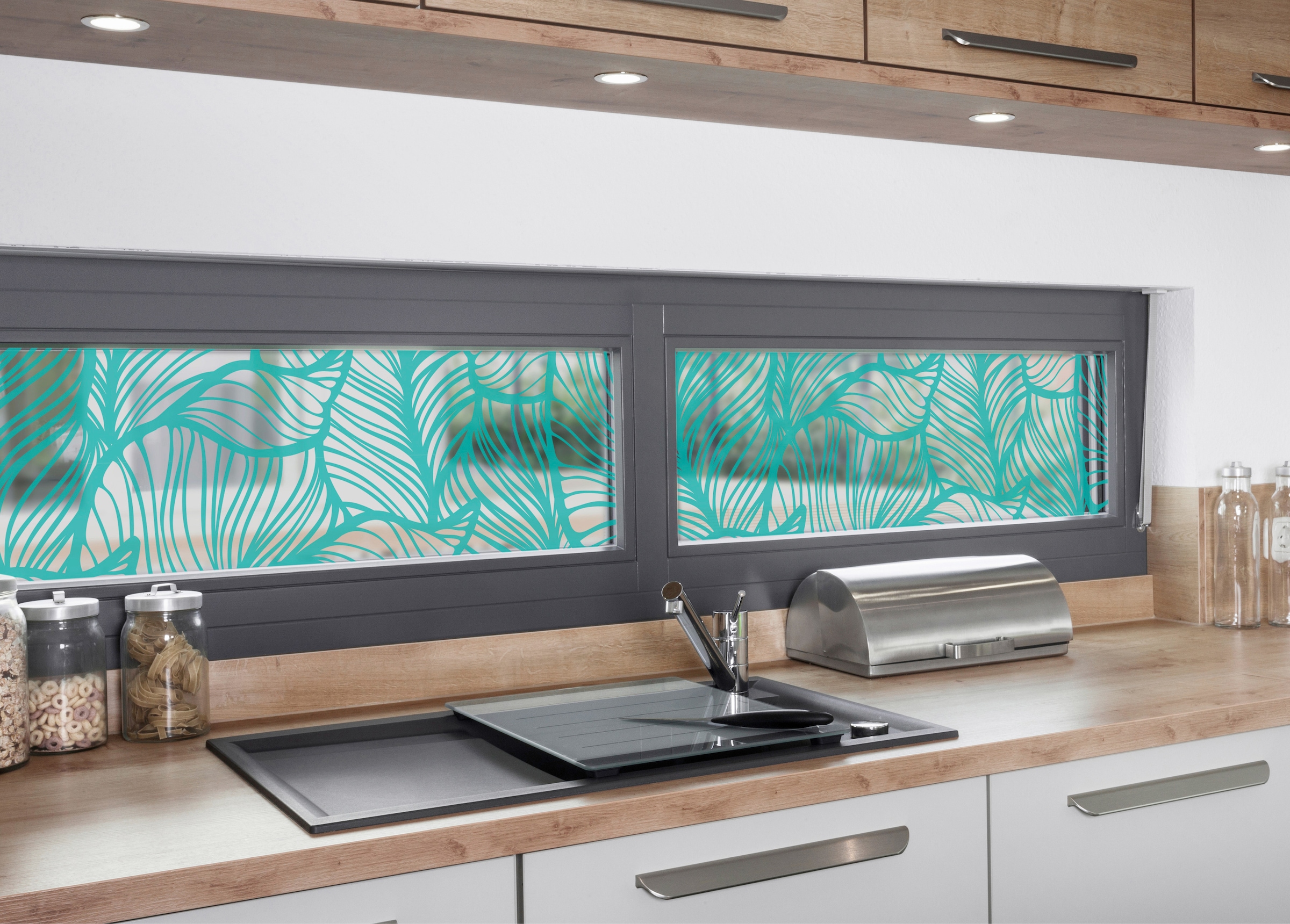 MySpotti Fensterfolie 30 200 cm, turquoise«, halbtransparent, haftend, haftend statisch Leaves kaufen »Look glattstatisch x