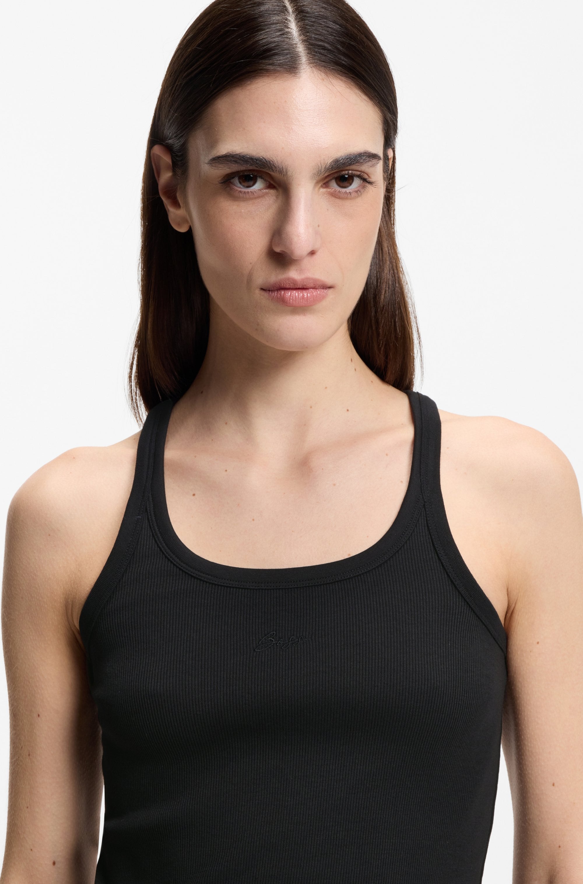 BOSS ORANGE Débardeur à côtes »Epetite Premium Damenmode« coupe slim avec broderie de logo