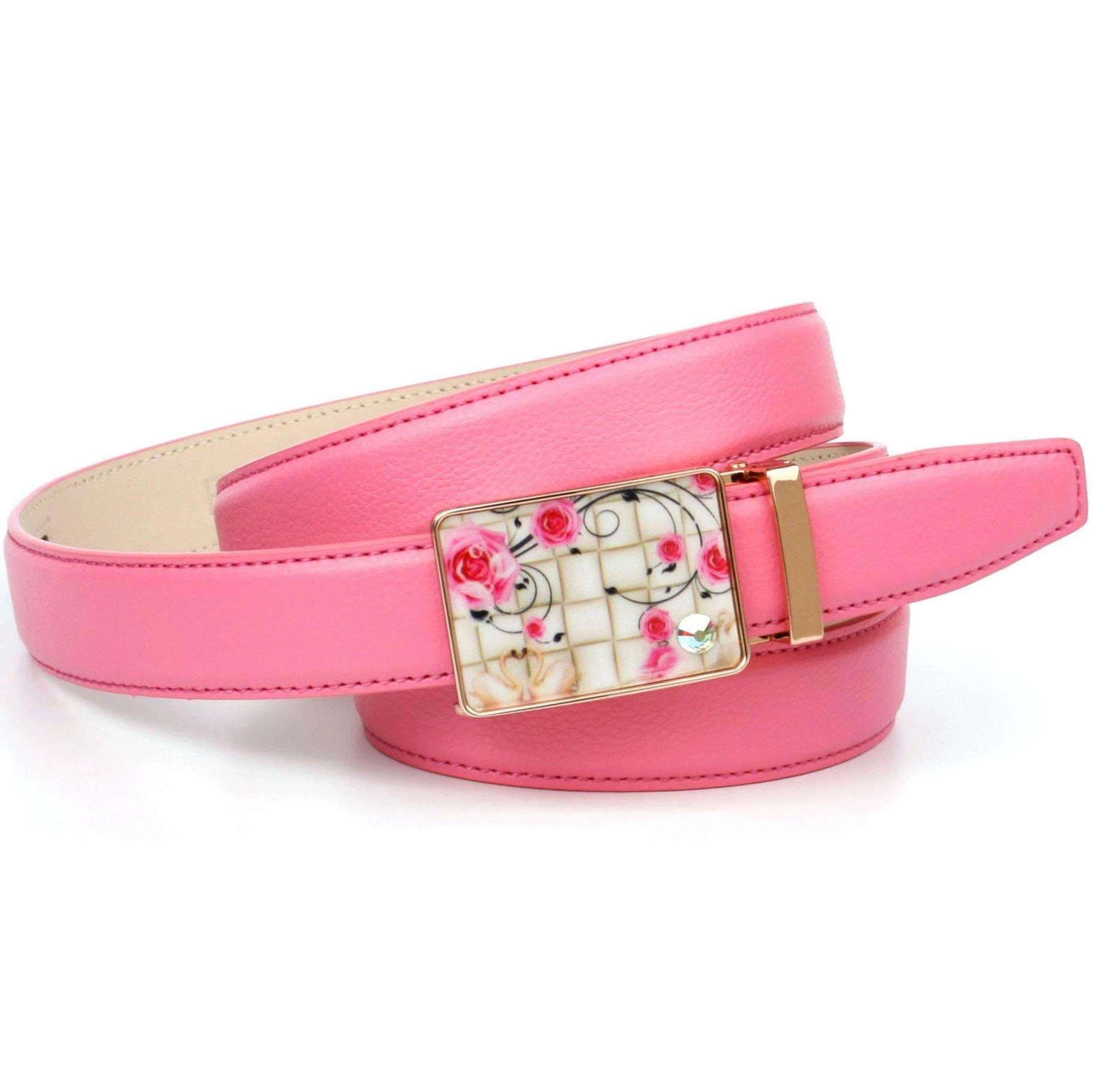 Image of Anthoni Crown Ledergürtel, mit Glaskristallen besetzter Schliesse, florales Muster bei Ackermann Versand Schweiz