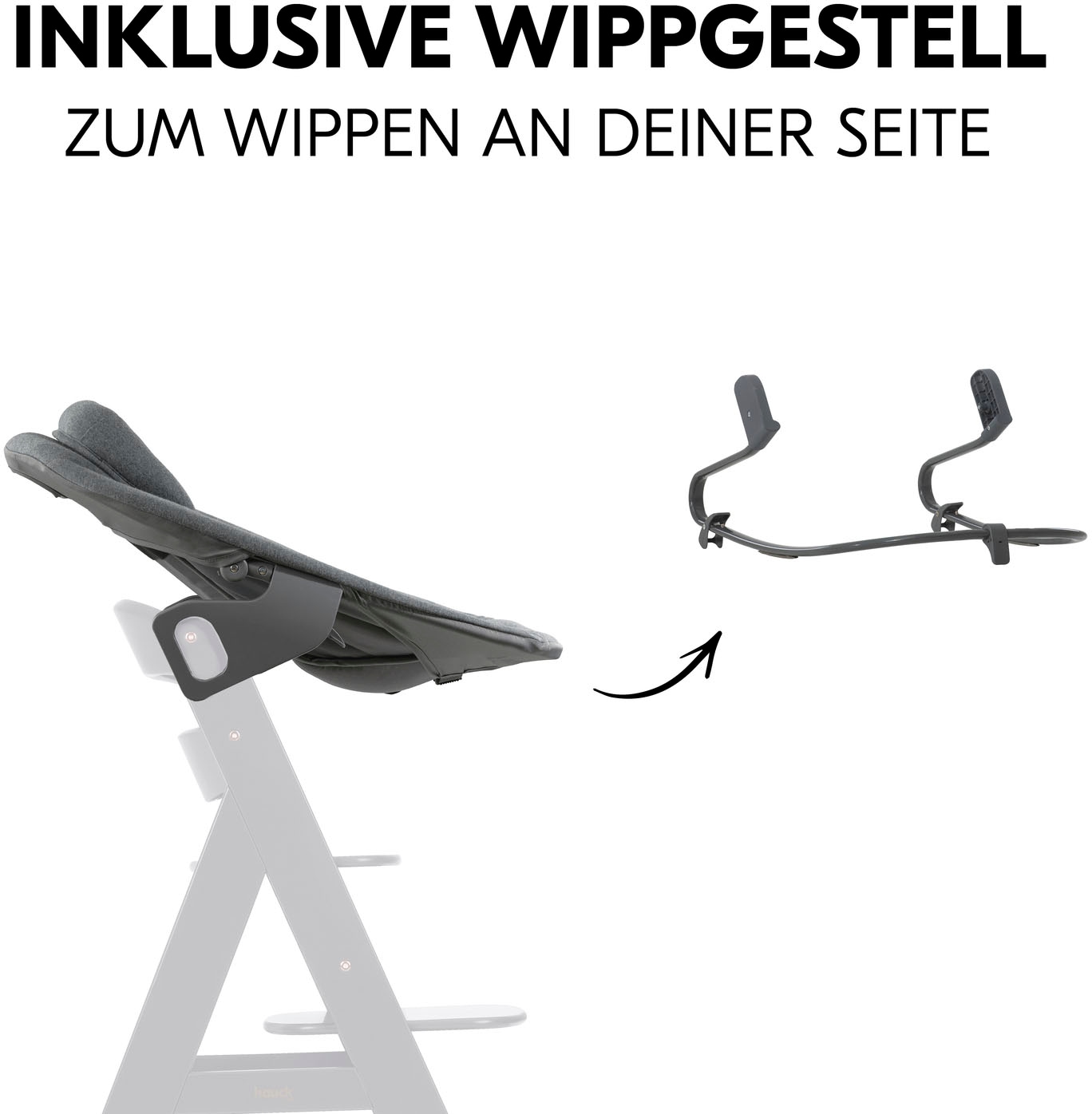 Hauck Babywippe »Alpha Bouncer Premium, Dark Grey« bis 9 kg für Neugeborene mit Wippgestell, für Hochstuhl Alpha+ und Beta+