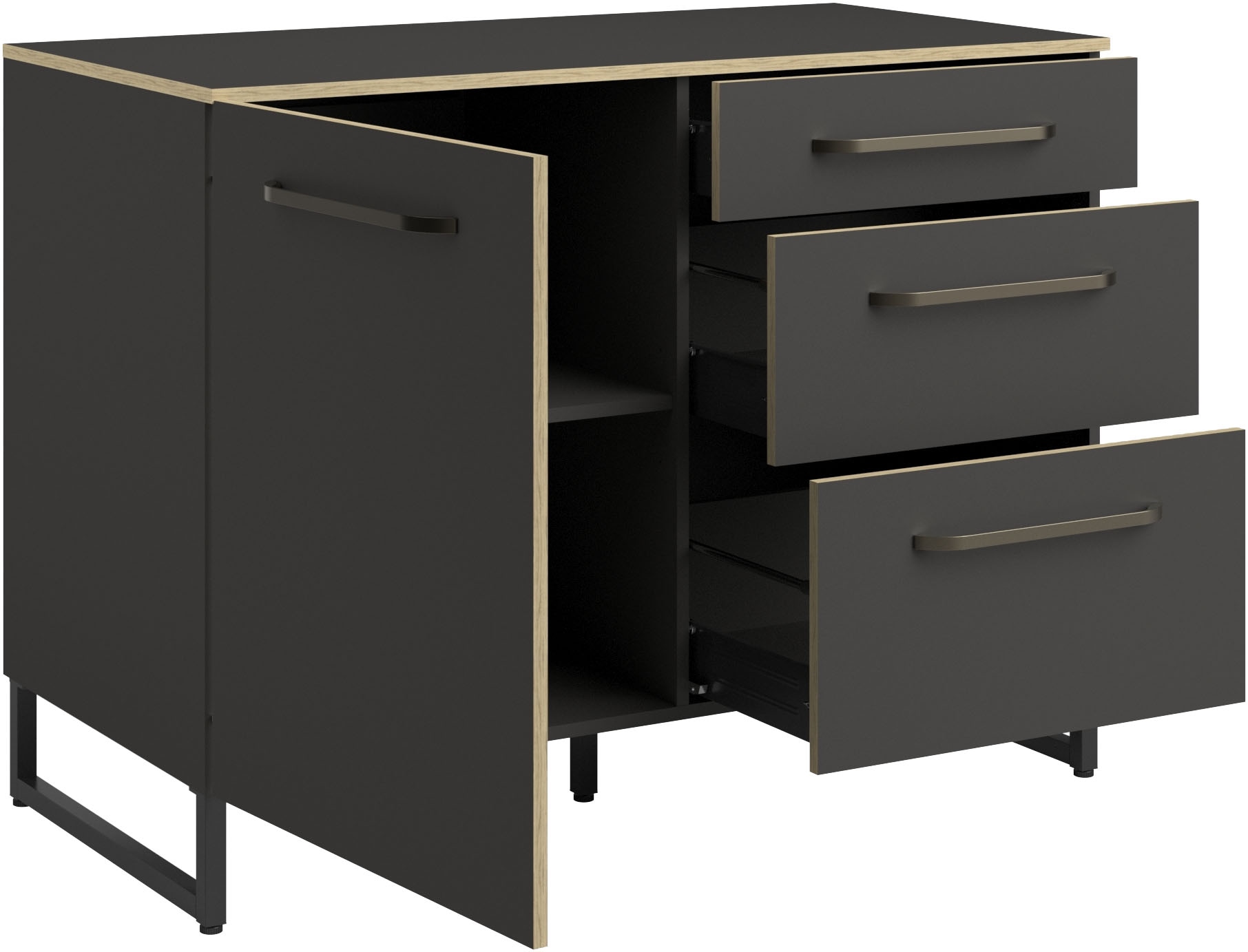 Parisot Schrank-Set »Wave 1, Küchenschrank, Buffetset, Küche« Set, 4xUnterschrank, Theke/Arbeitsplattenergänzung.,3x Hochschrank, Regal, 9 Stk. tlg.