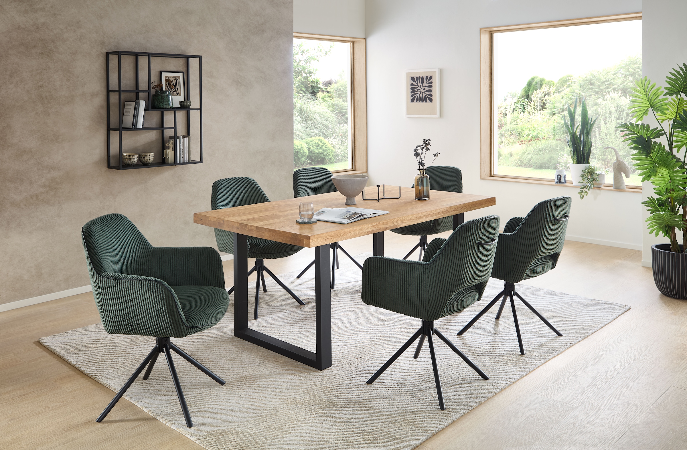 Stolkom Table de salle à manger »Chris Esszimmertisch Eiche Massivholz, BxHxT 110x47x70 cm« Gerade Kante, Industrial Style Eiche Massivholz