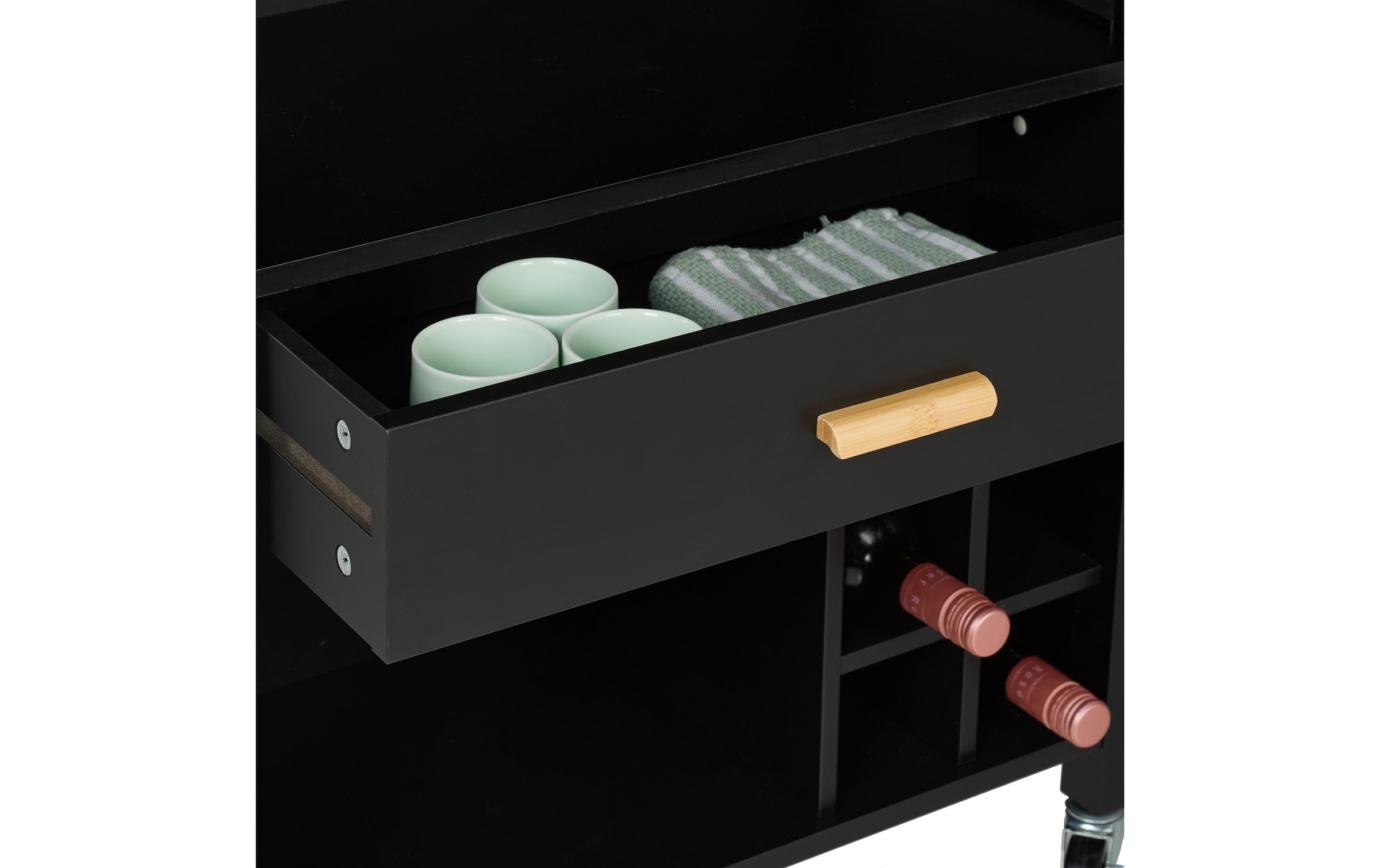 relaxdays Chariot de cuisine »mit Weinregal 80 x 65 x 35 cm«