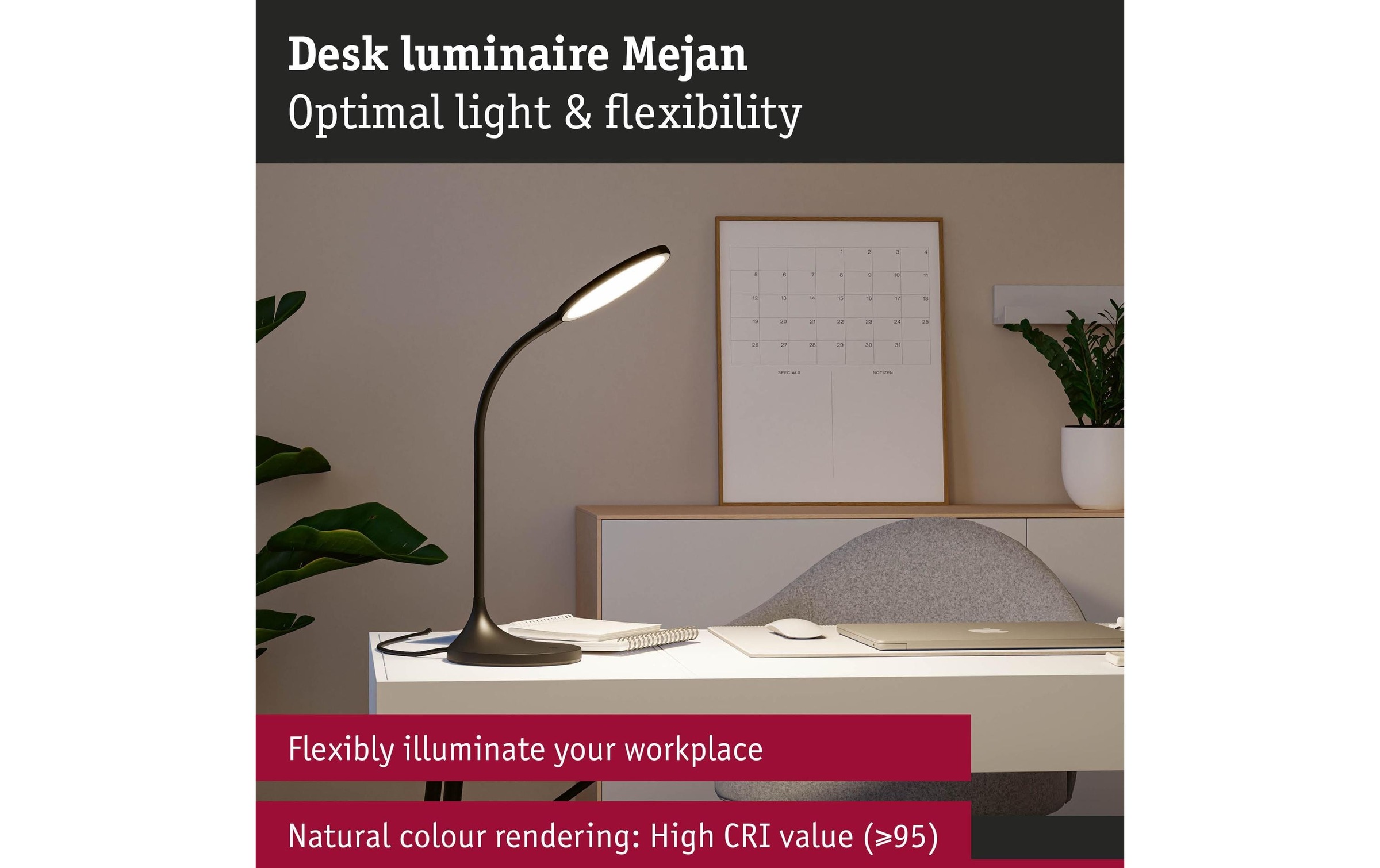 Paulmann Lampe de bureau LED »Paulmann Schreibtischleuchte Schwarz, matt« Module LED blanc chaud