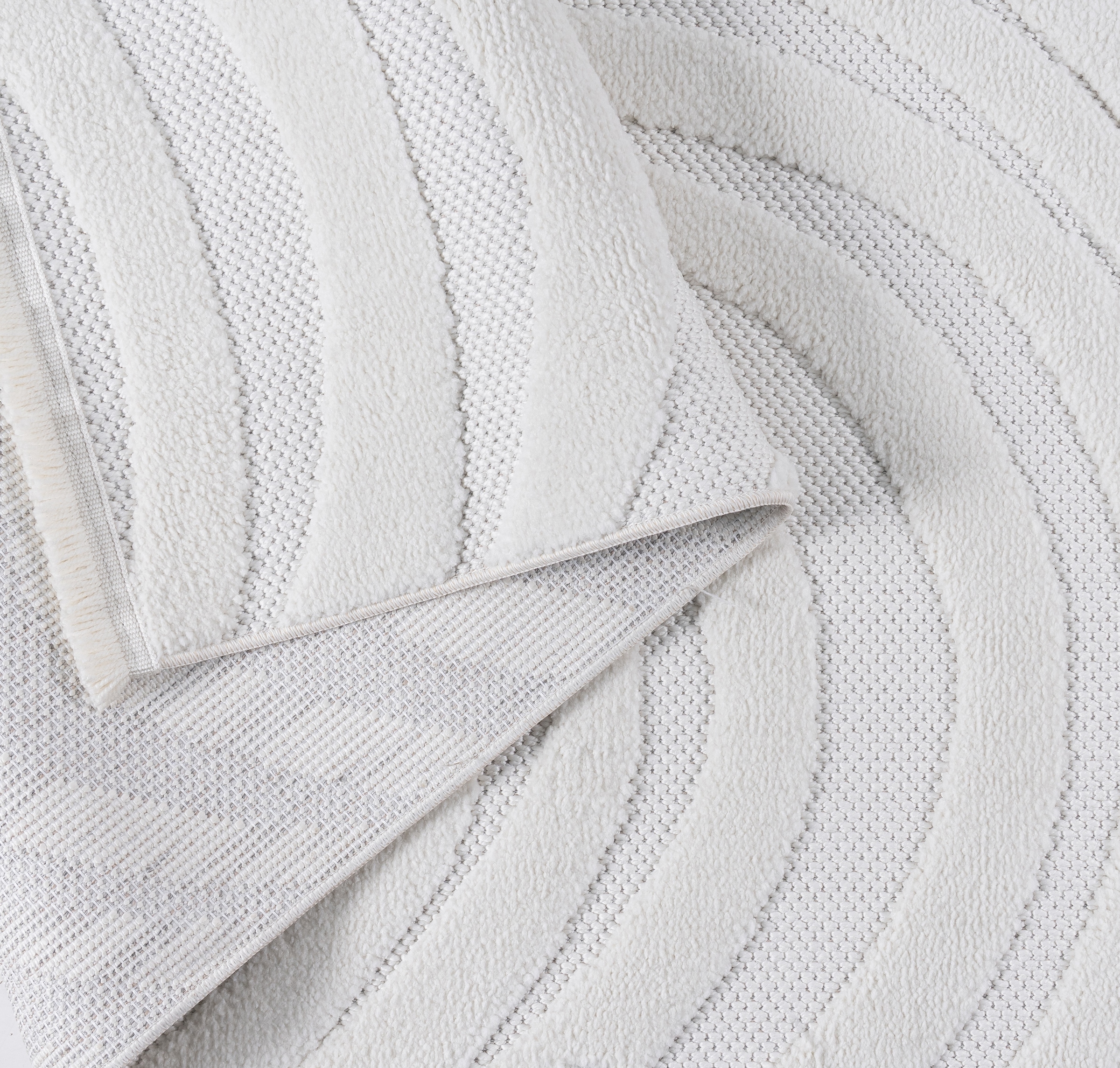 GOODproduct Teppich »Samelia mit Fransen, Wellendesign, Balkon, Camping« rechteckig 6 mm Höhe Hoch-Tief-Struktur, In- und Outdoor geeignet für Küche oder Esszimmer