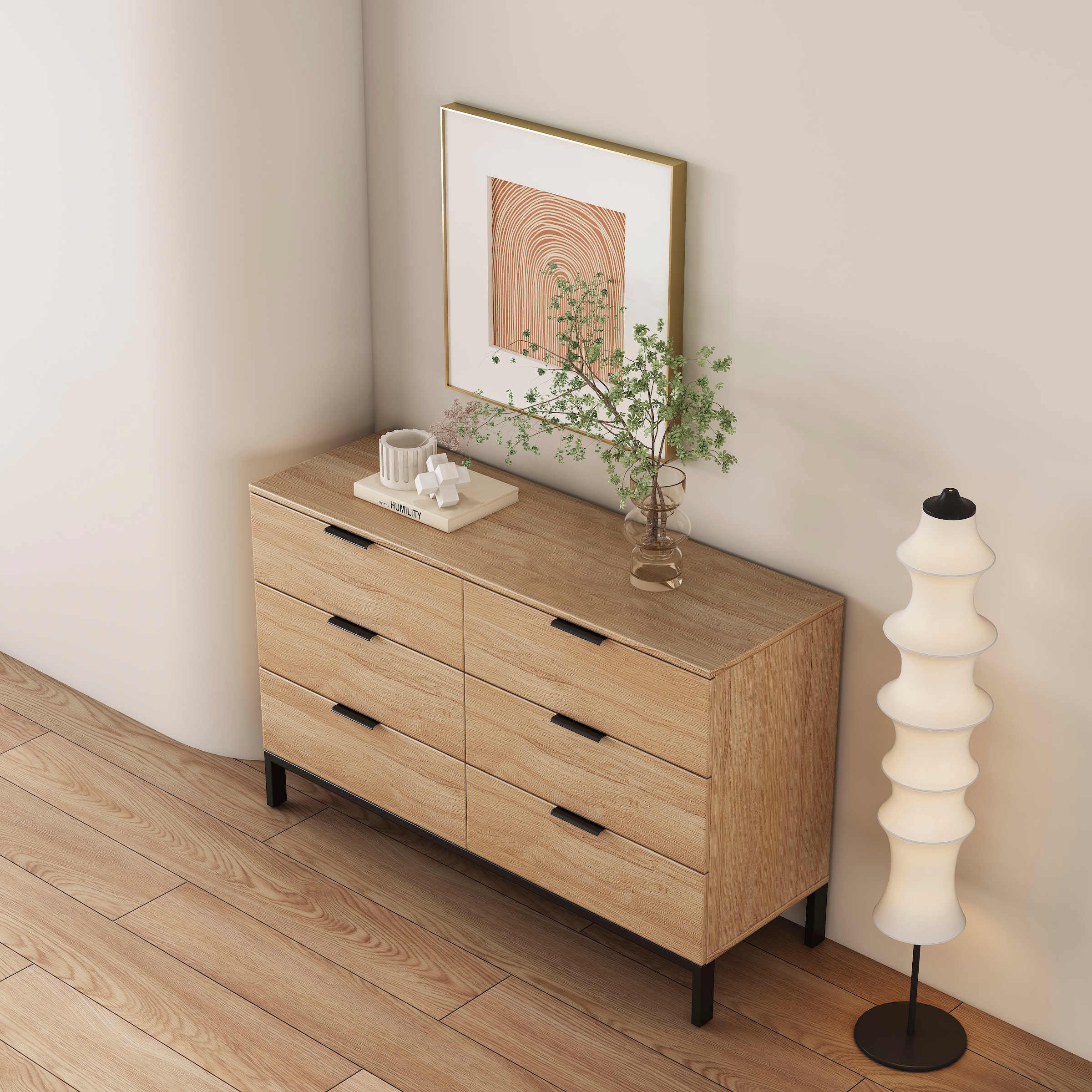 GOODproduct Kommode »Jorinde« Melaminoberfläche, flexibler Stauraum und robustes Metallgestell