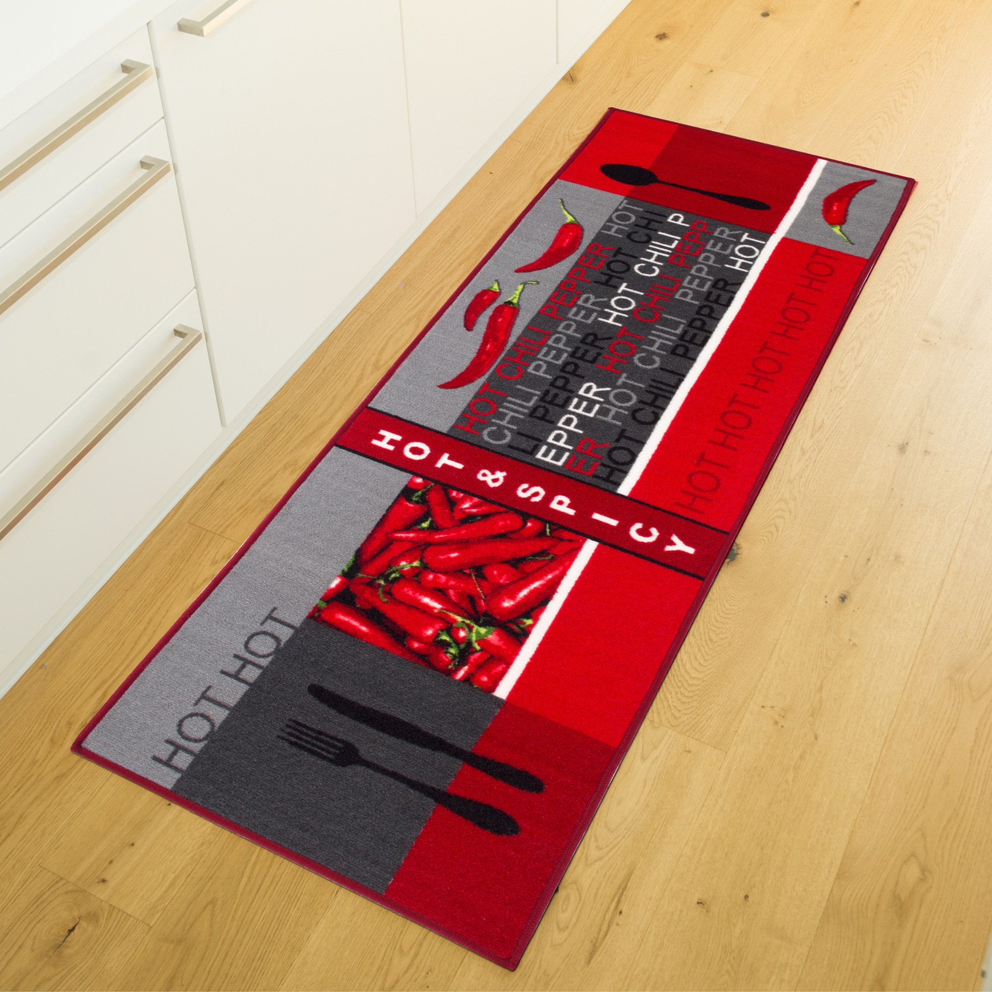 Image of Andiamo Küchenläufer "Hot Pepper" rechteckig 5 mm Höhe Motiv Peperoni/Chili, Küche, waschbar, Kundenliebling