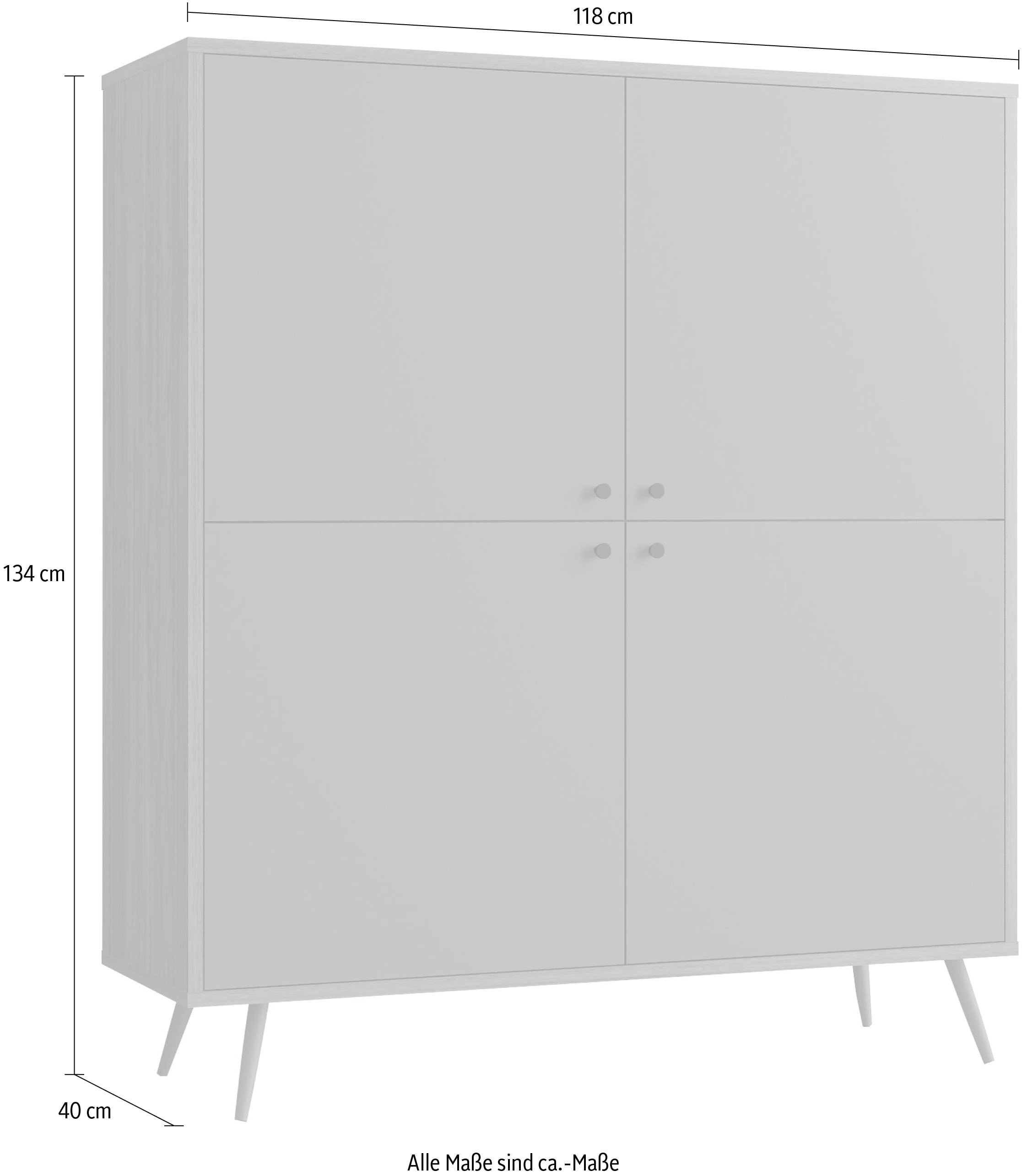 SalesFever Highboard, Stauraumschrank in moderner Farbkombination von Walnuss und Grau