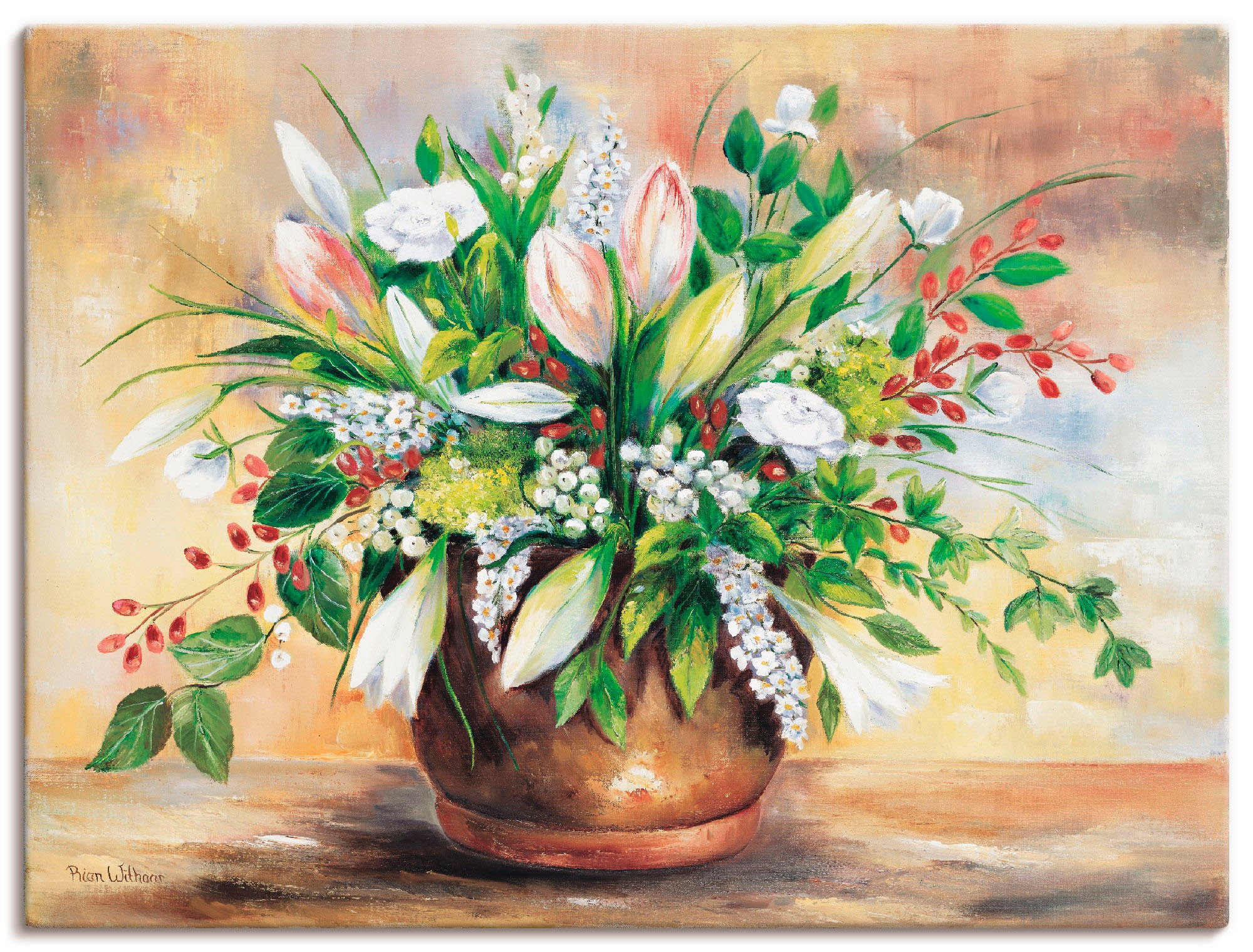 Image of Artland Leinwandbild "Blütenverschönerung" Blumen 1 Stk. tlg. auf Holzrahmen gespannt