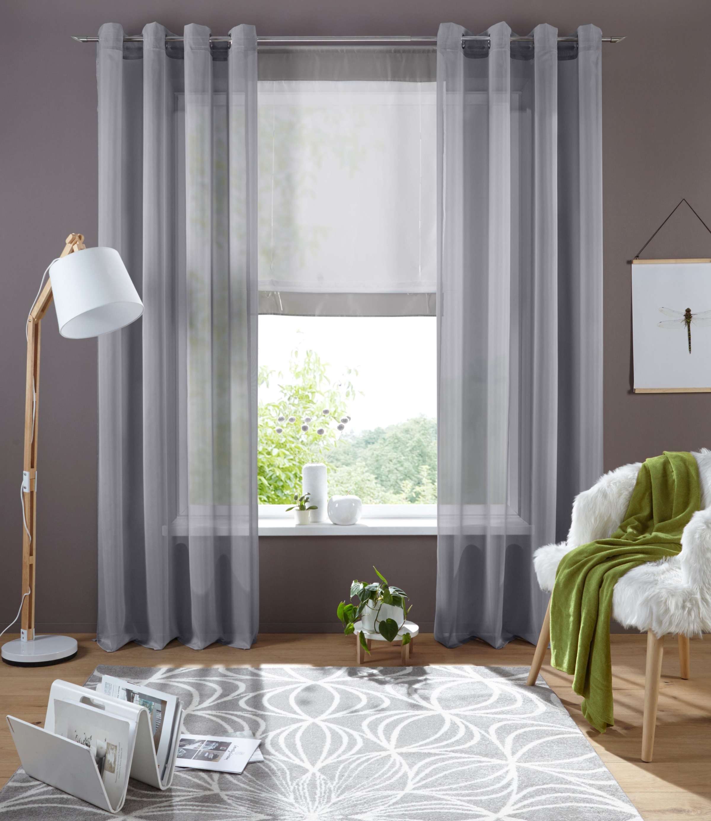 Image of GOODproduct Bändchenrollo "Xana" mit Stangendurchzug Bändchenrollo, Raffung mittels Bindebändern