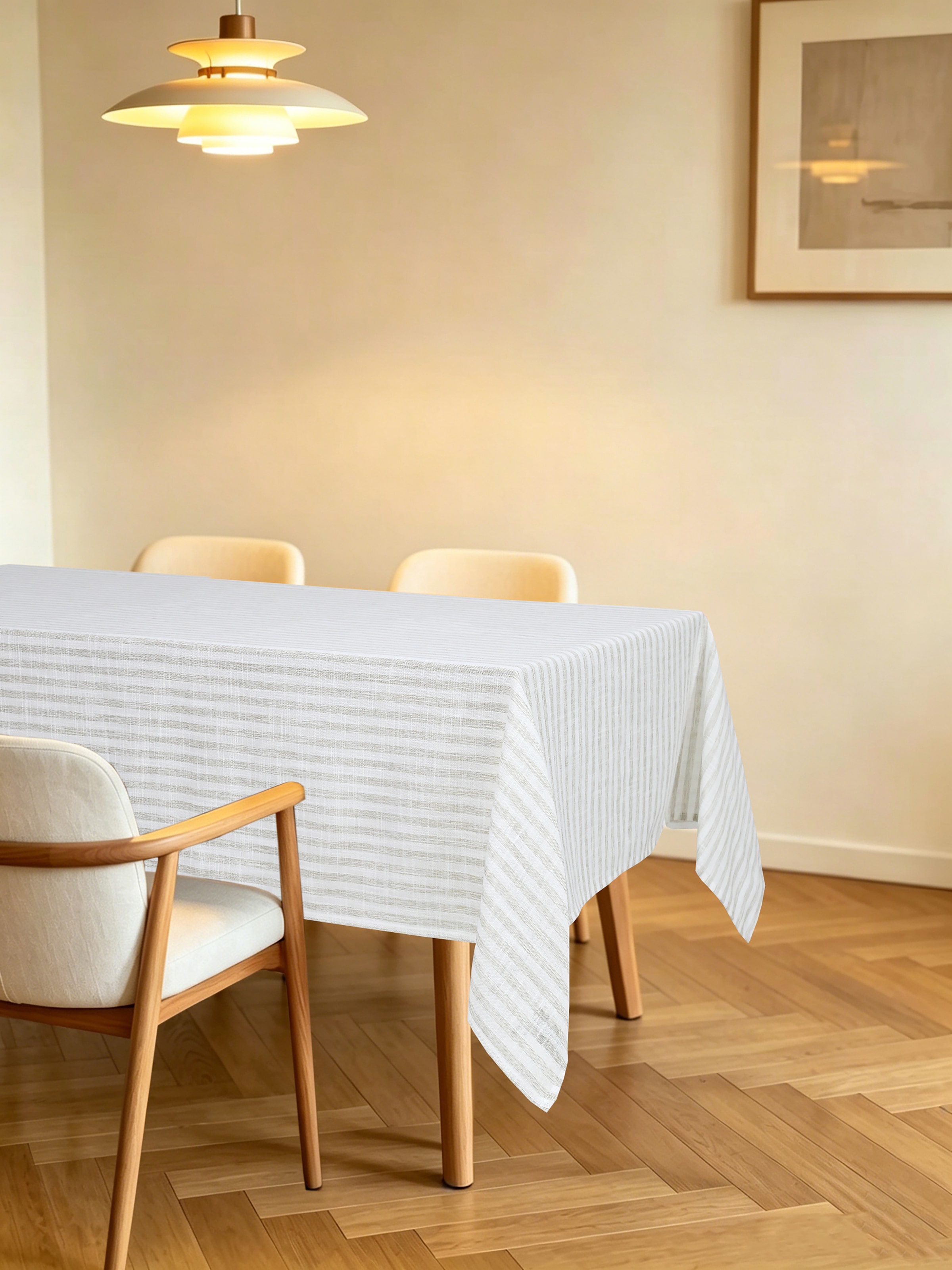 GOODproduct Tischdecke »Marric« halbtransparente Tischdecke, Leinenoptik mit Streifen