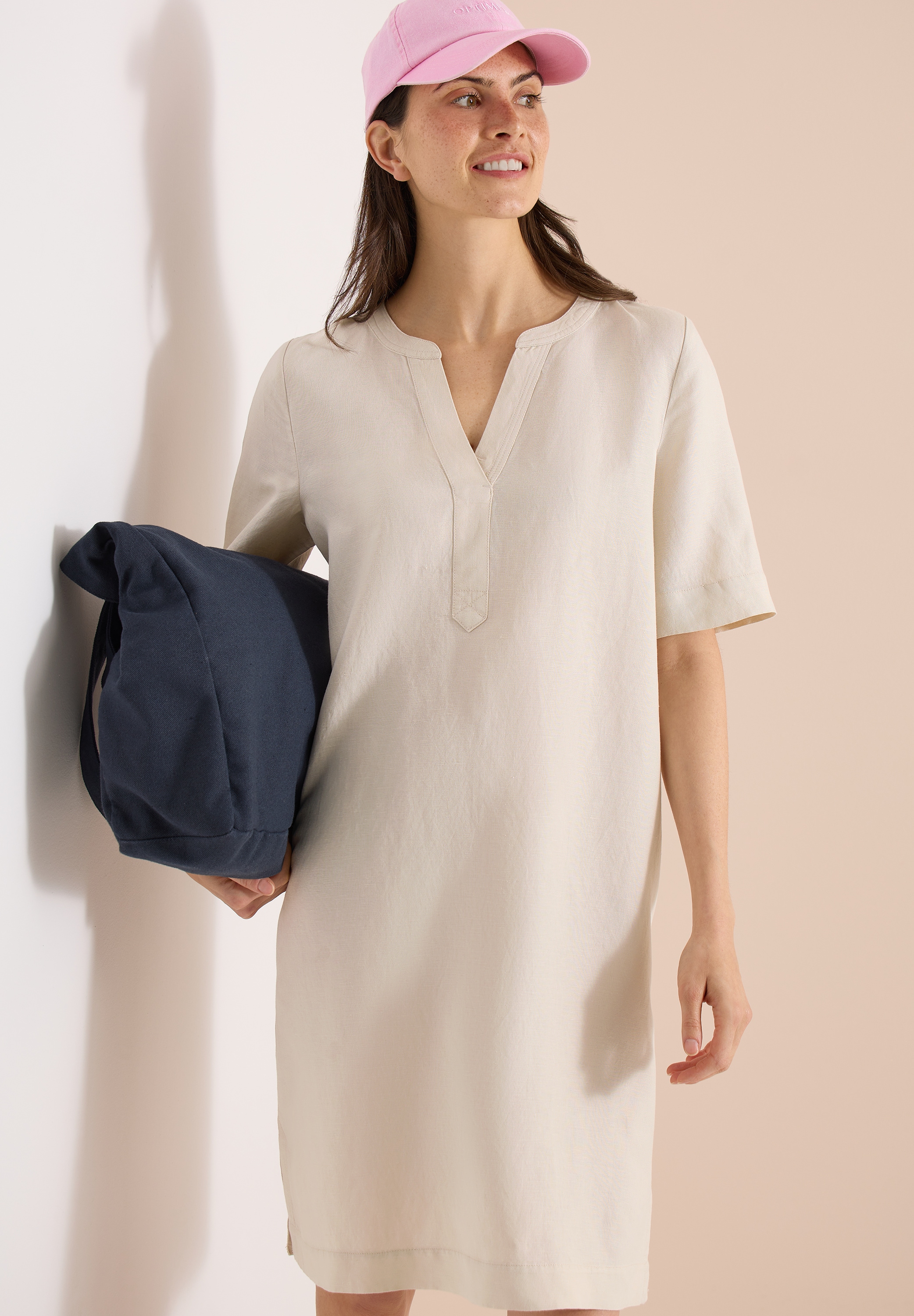 Image of Cecil Midikleid Ohne Taschen Sommerkleid aus Leinenmix