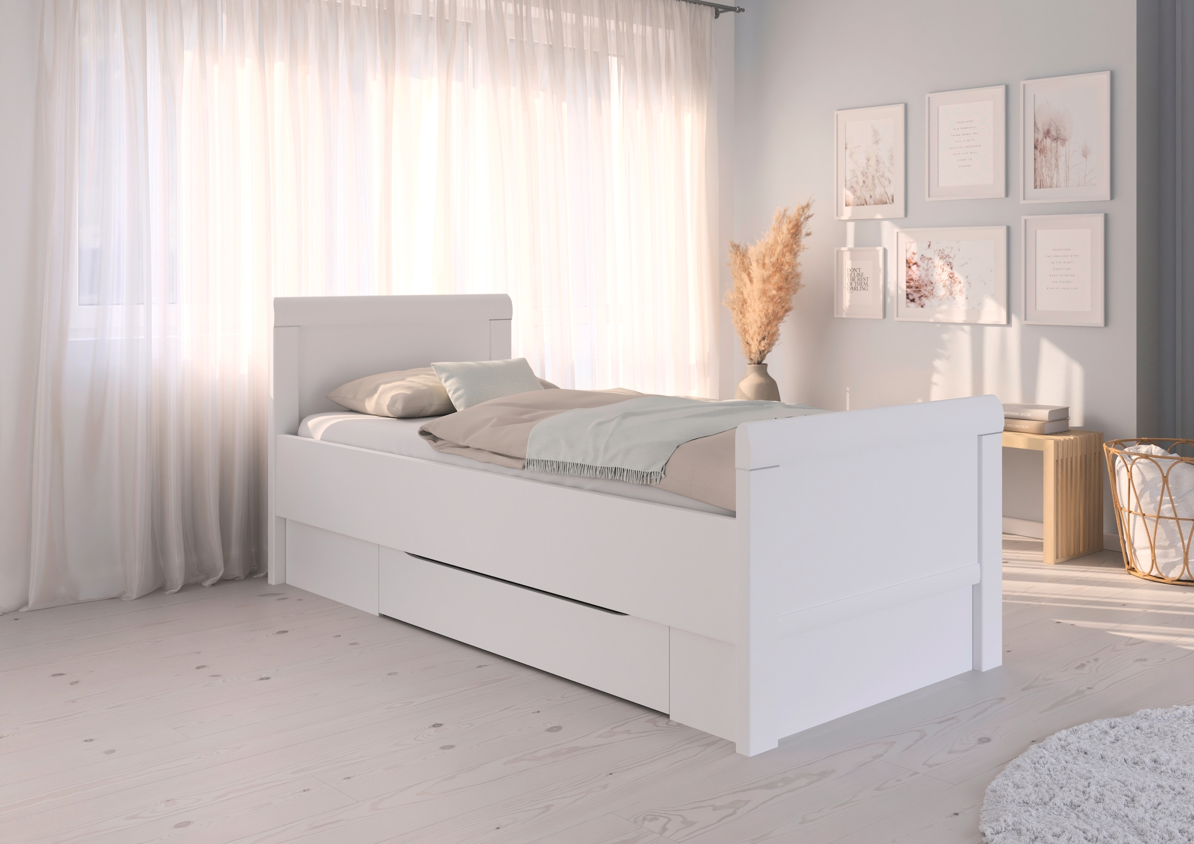 rauch Stauraumbett »Bett Einzelbett Stollenbett Bettkästen EVELYN« in Komforthöhe mit Holzkopfteil sowie Schubladen MADE IN GERMANY