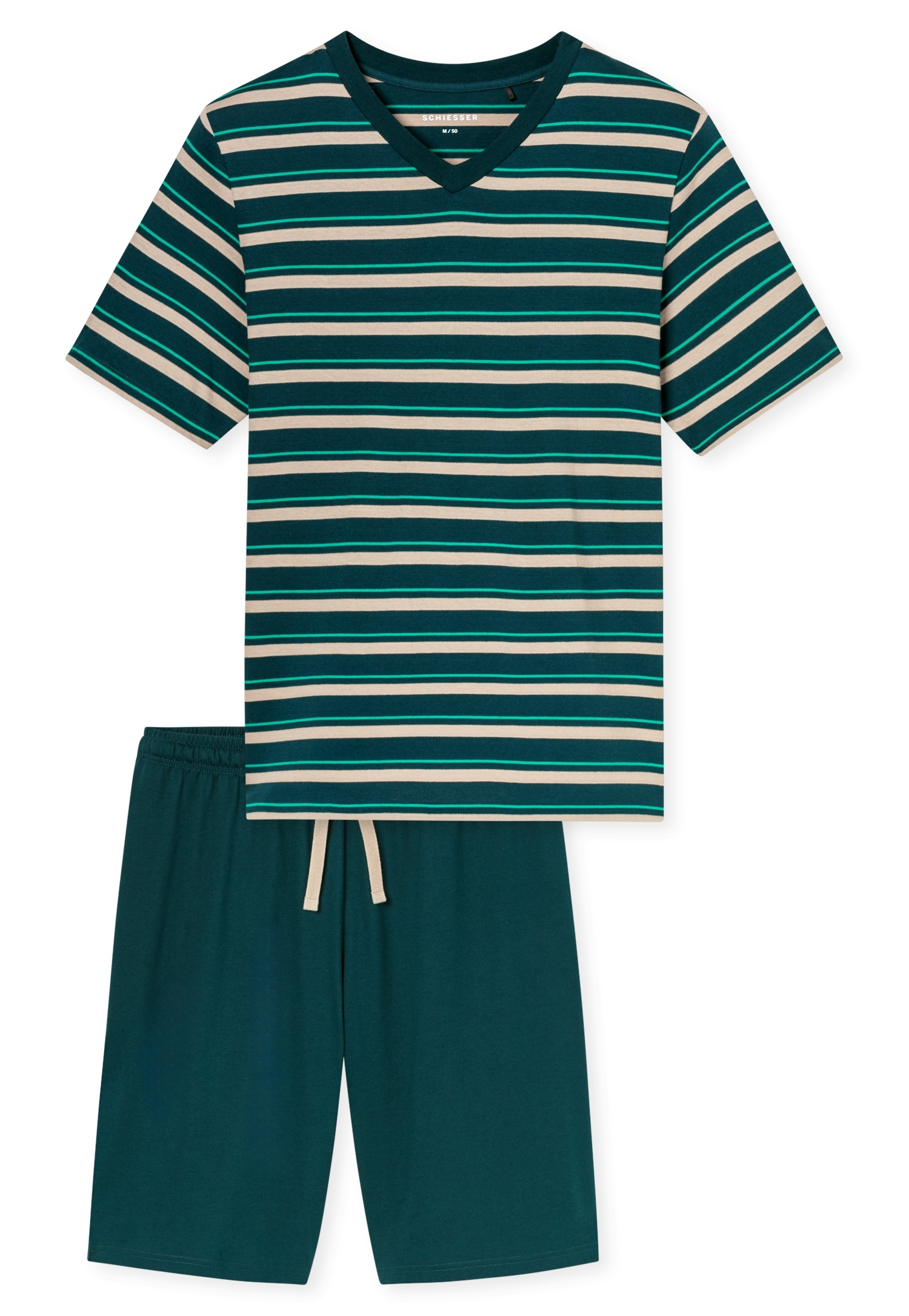 Schiesser Shorty »Casual Nightwear« 2 Encolure en V, short uni avec cordon de serrage à la taille
