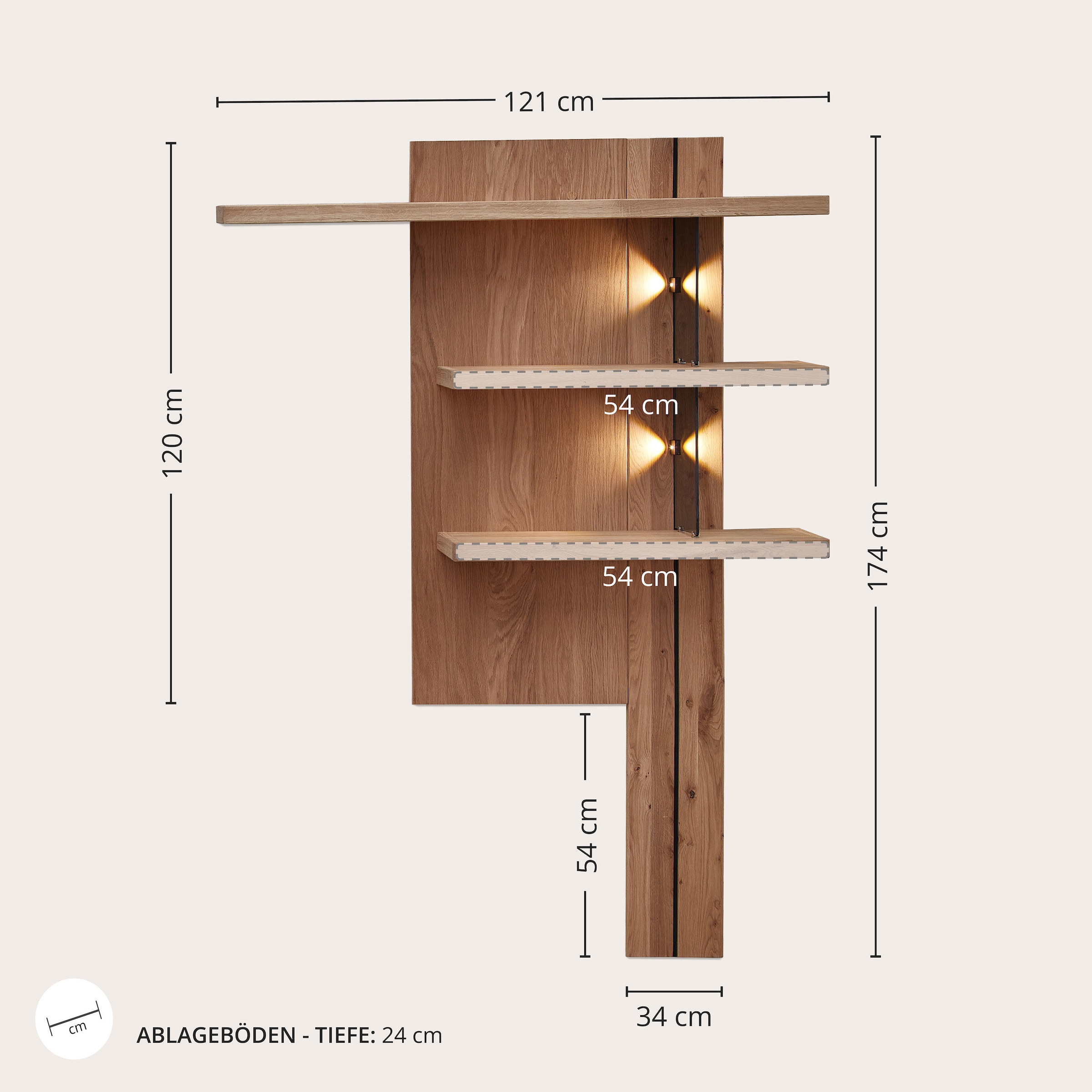 Wohnconcept Wohnwand »Donna Wohnwand, 310x207x50 (BxHxT) Echtkork Absetzung« 3 Stk. tlg.
