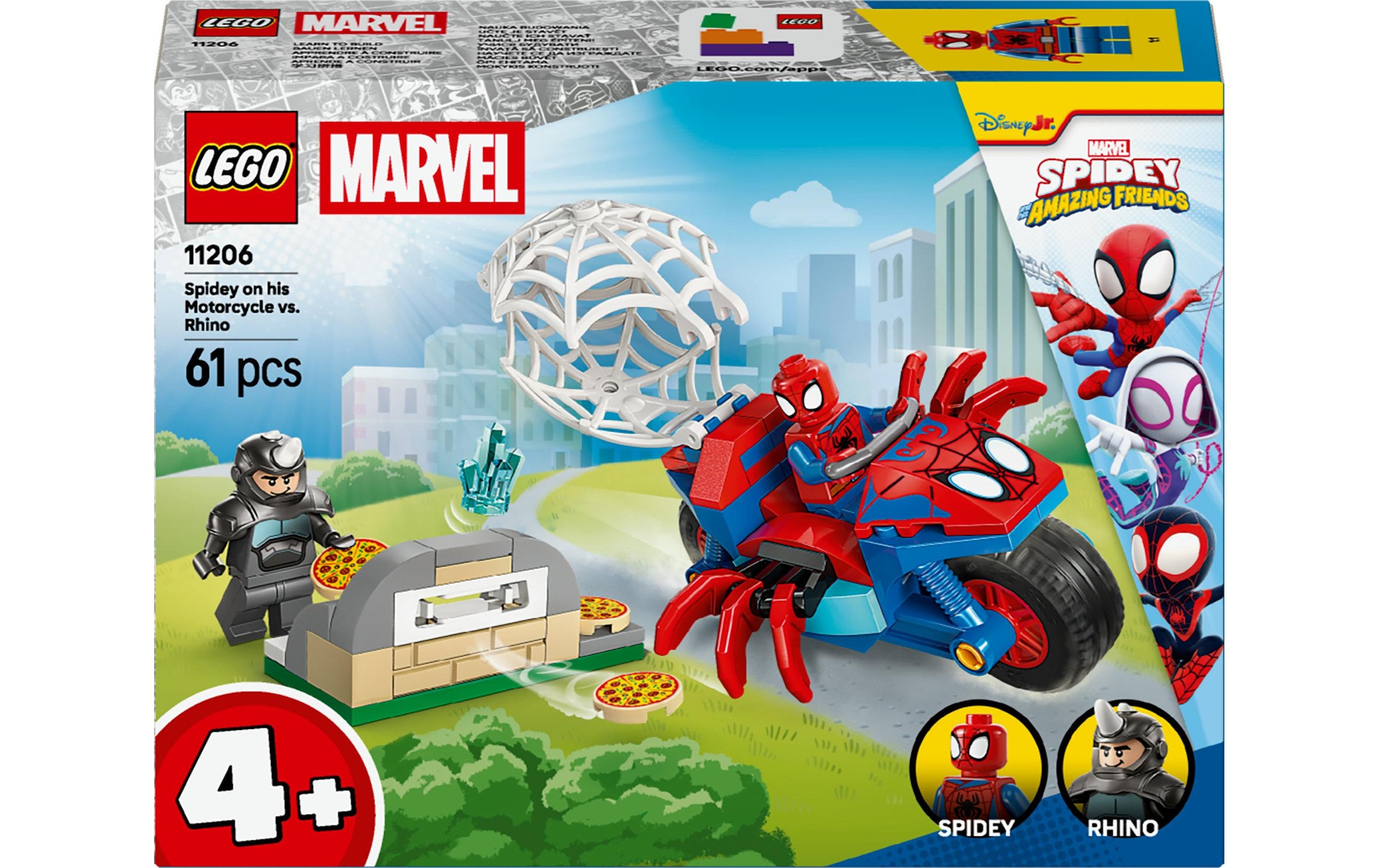 Image of LEGO Konstruktionsspielsteine "Marvel Spidey auf Motorrad vs. Rhino 11206"