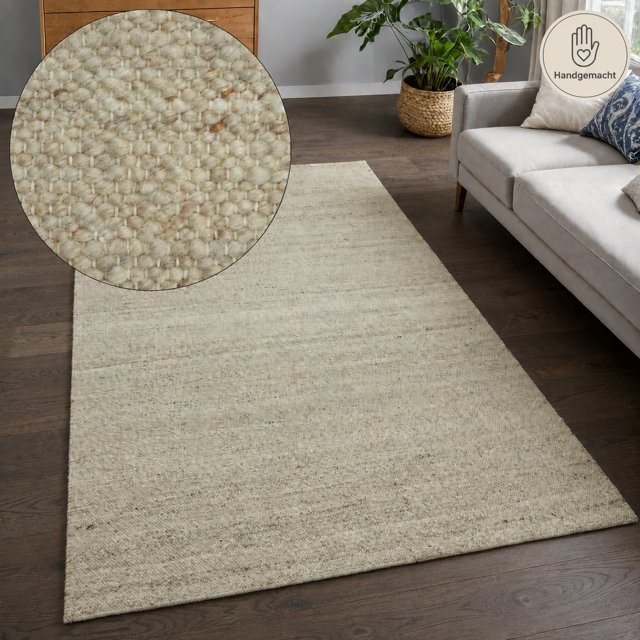Image of GOODproduct Teppich "Naddia, Webstruktur, Naturtöne" rechteckig 9 mm Höhe Zeitloses Design, meliert, Wohnzimmer, Schlafzimmer, Esszimmer