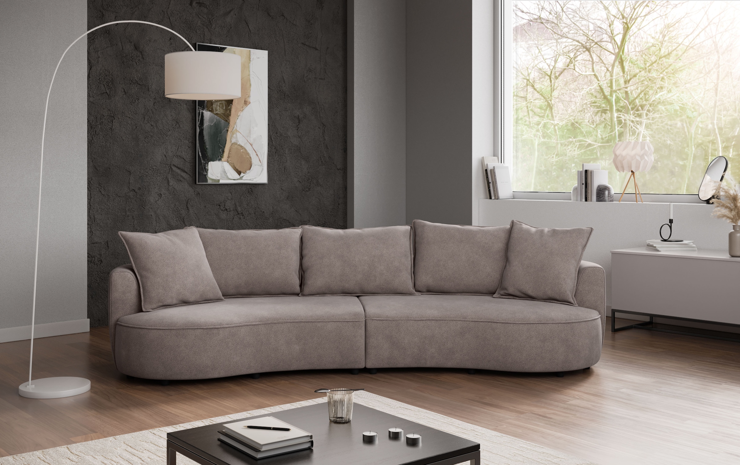 COTTA Canapé de salon »Sana, Breite 296 cm« Loungesofa mit Wellenunterfederung