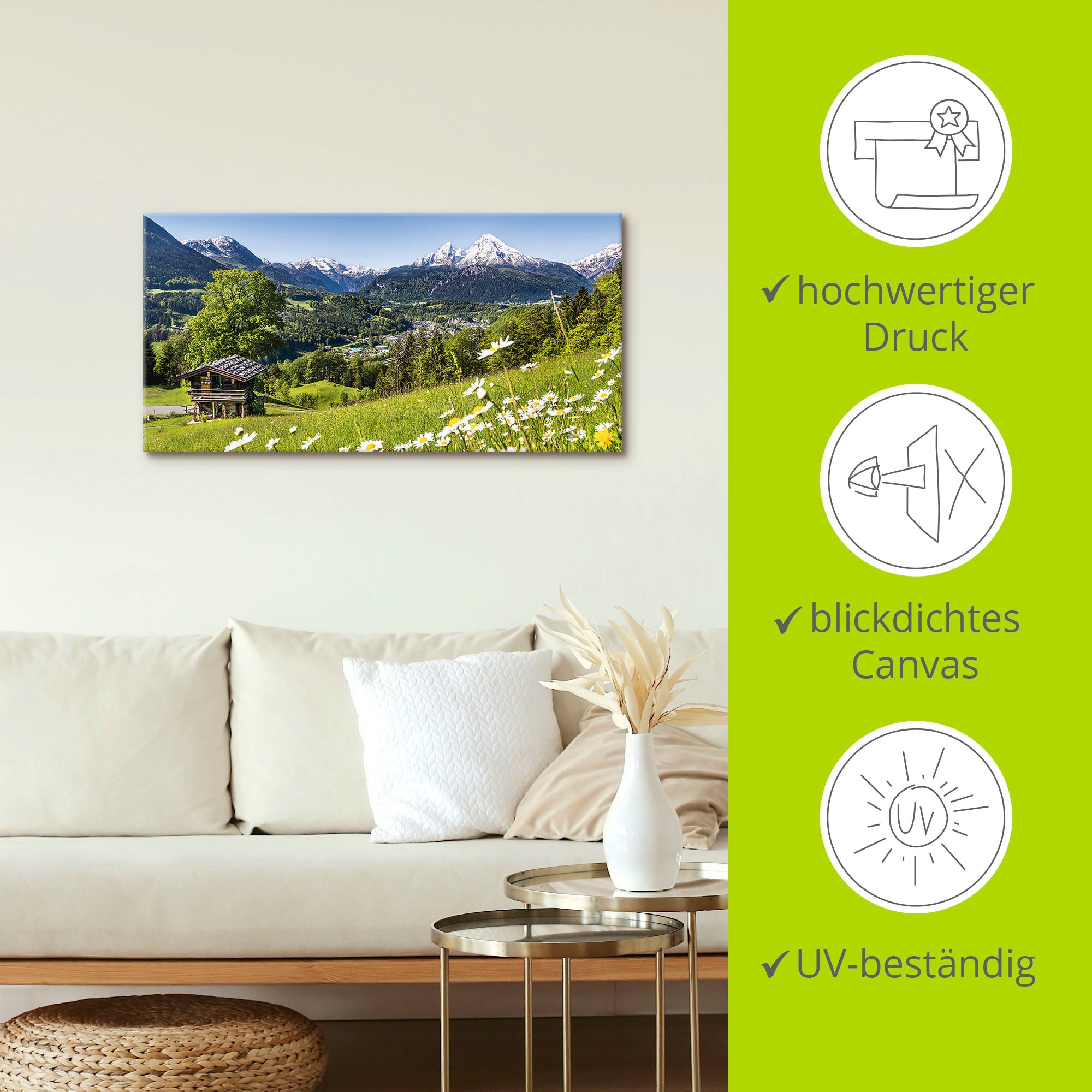 Artland Wandbild »Landschaft in den Bayerischen Alpen«, Berge, (1 St.), als Alubild, Outdoorbild, Leinwandbild, Poster, Wandaufkleber