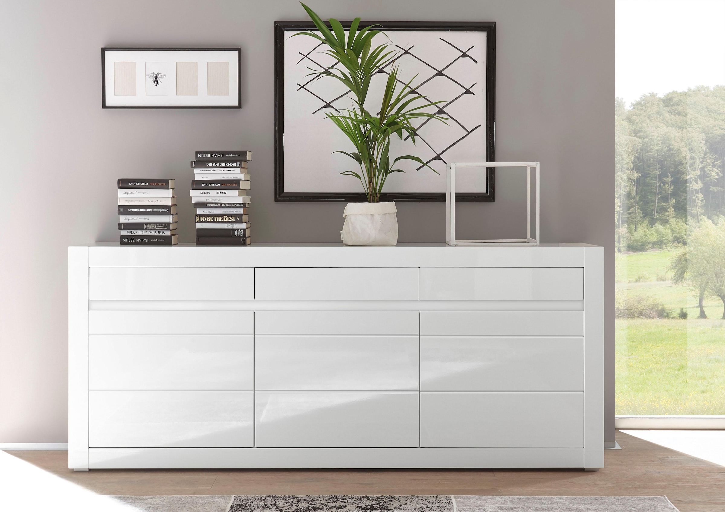 Sideboard »Carat«, Breite 217 cm, wird mit zwei Leisten angeliefert, 1 x grau, 1 x weiss