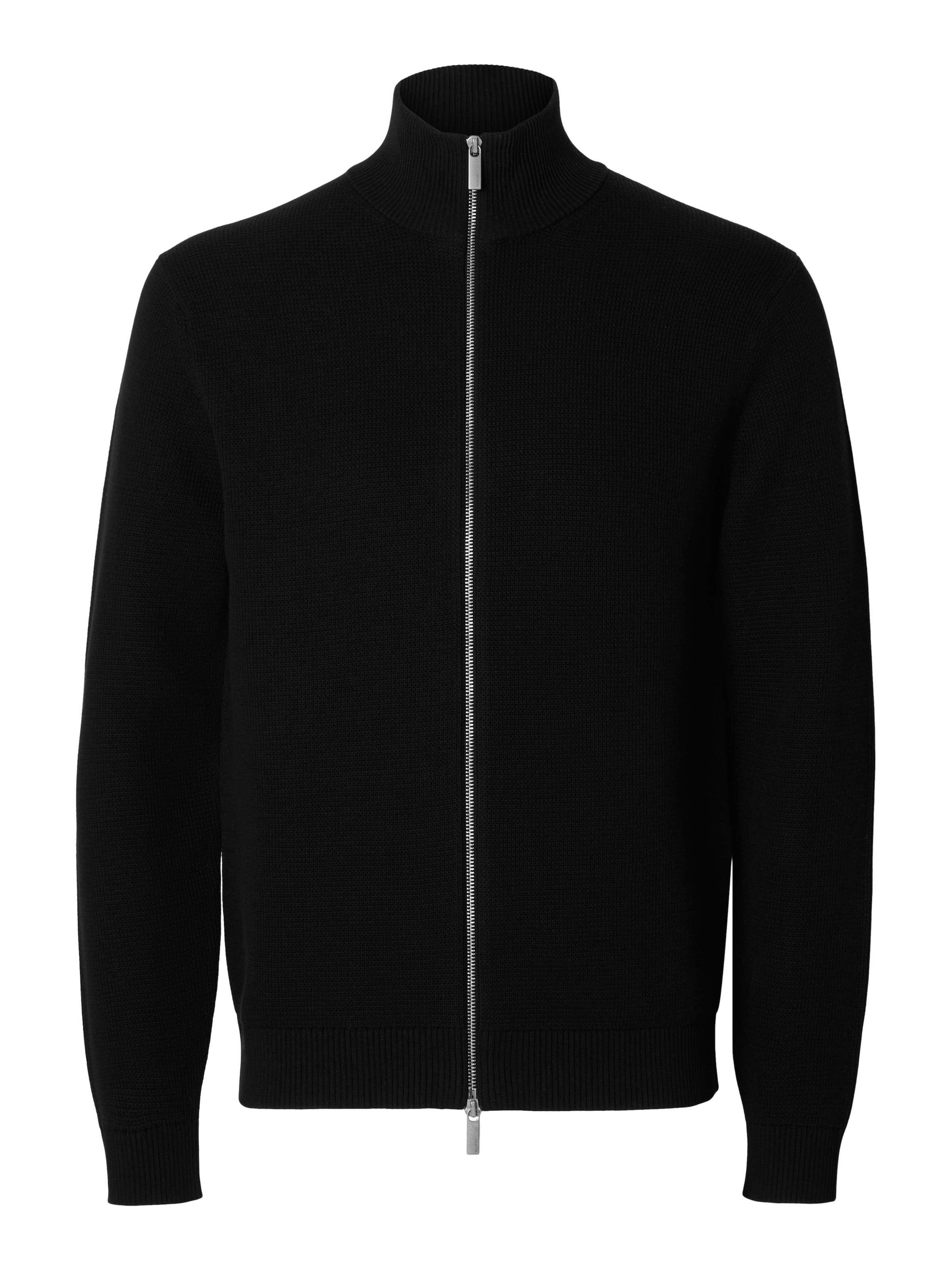 SELECTED Strickjacke »SLMDANE LS KNIT STRUCTURE FULL ZIP NOOS« Baumwolle, regular fit