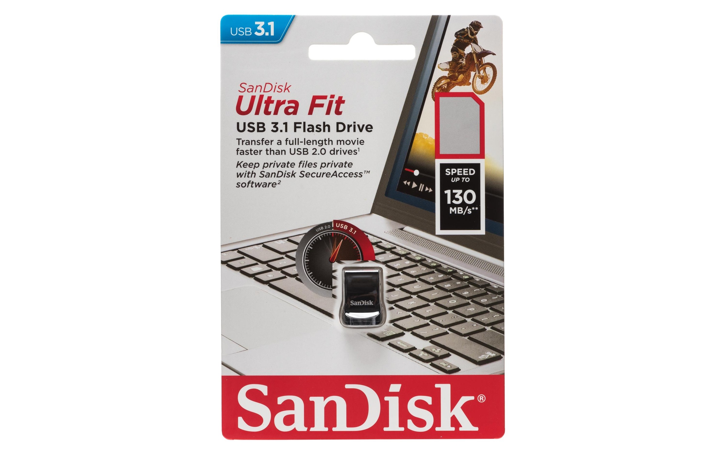 Sandisk Mini-USB-Stick »Ultra Fit USB 3,1 256 GB«, (Lesegeschwindigkeit 130 MB/s)