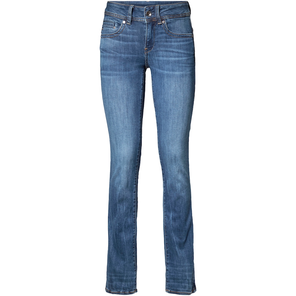 G-Star RAW Slim-fit-Jeans »Midge Mid Straight Wmn«, mit Used-Effekten