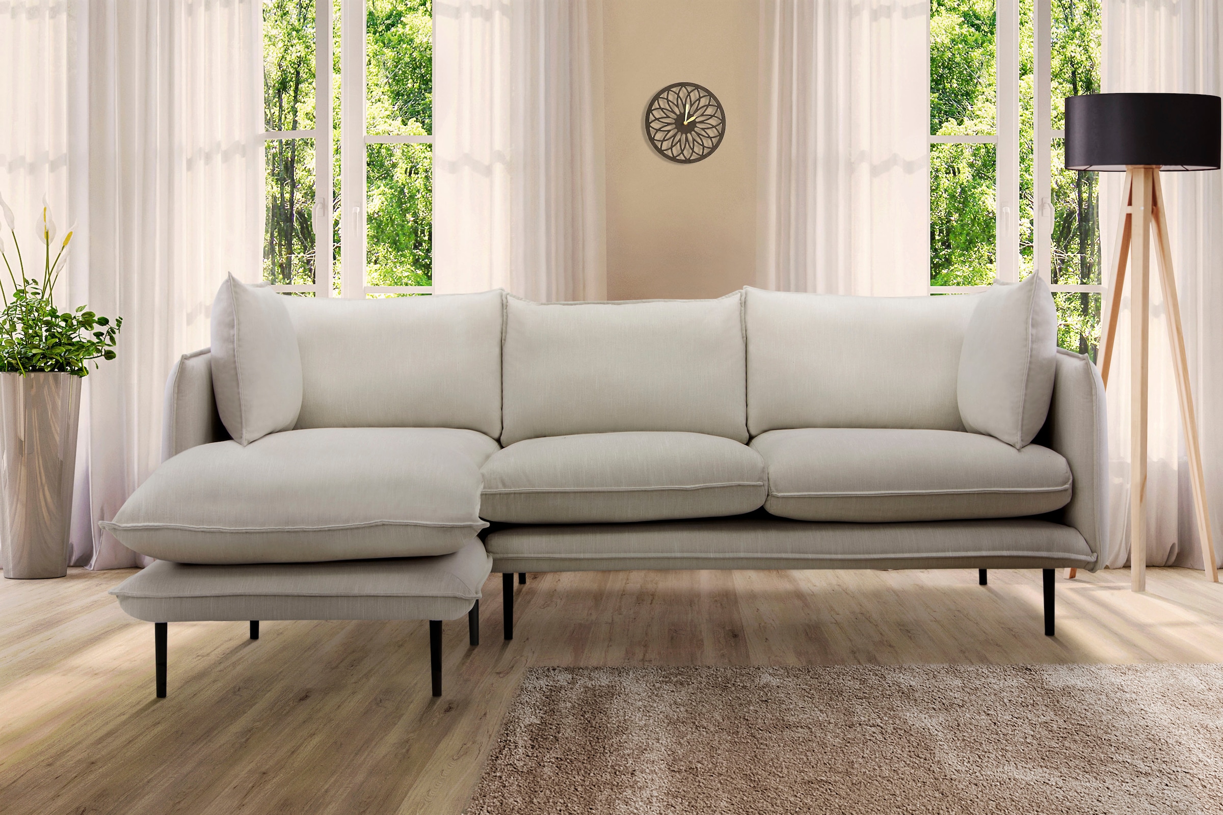 Home affaire Canapé d'angle »Somba L-Form« mit dickem Keder, Ottomane wahlweise links oder rechts