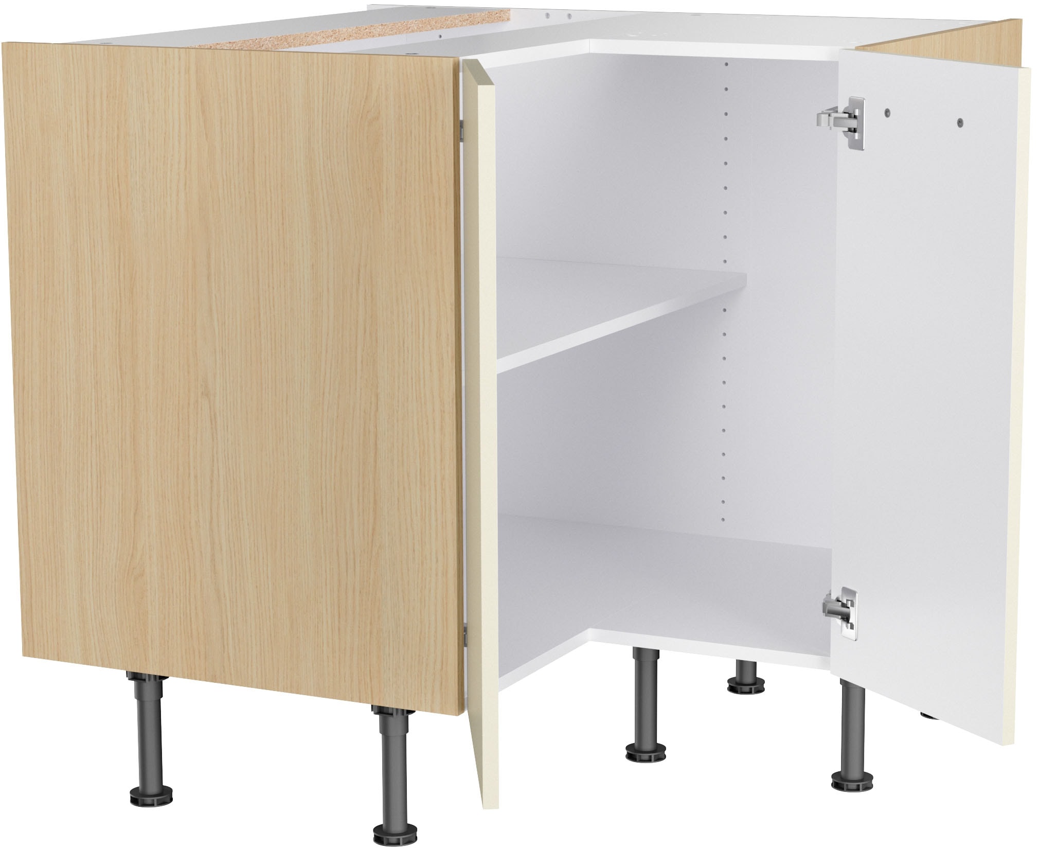 KOCHSTATION Eckunterschrank »KS-Lucy« Breite 90 x 90 cm, mit 2 Türen, Soft-Close, höhenverstellbare Füsse