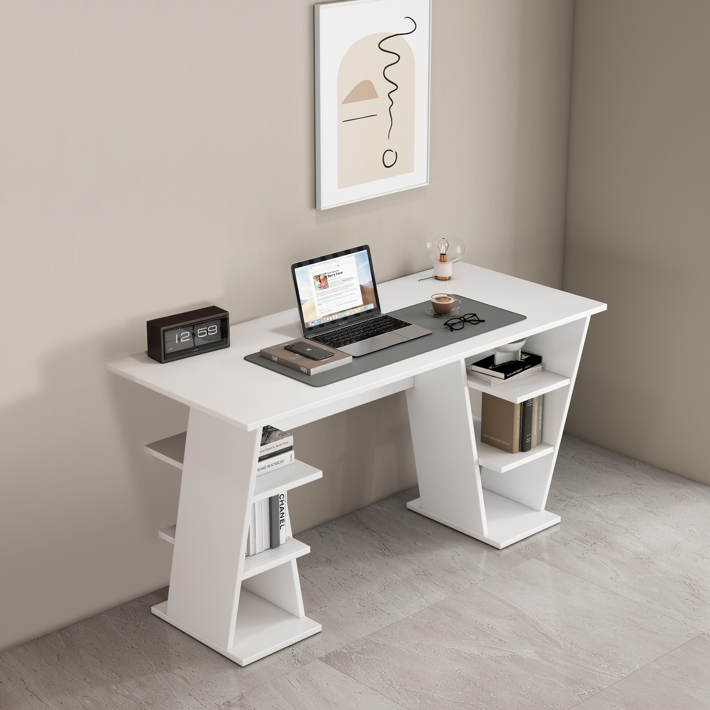 GOODproduct Schreibtisch »Ezzell« Set,  Regalschreibtisch mit Ablagen, modernes Design, Breite 137 cm