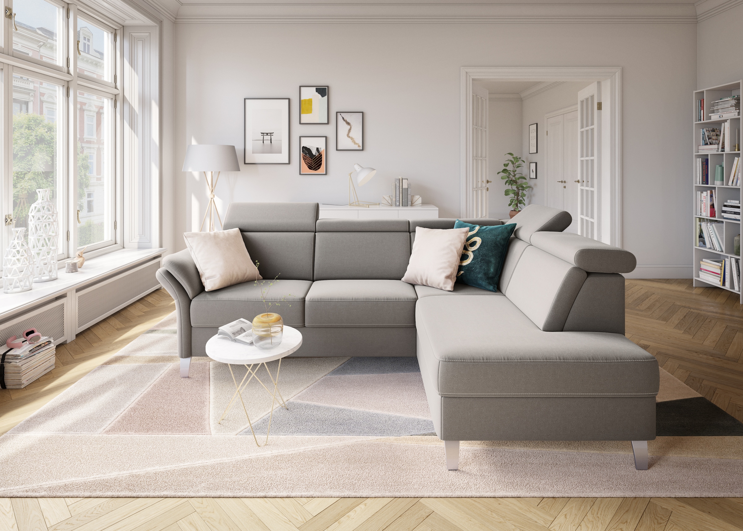 sit&more Ecksofa »Vincenzo L-Form«, inklusive Kopfteilverstellung, wahlweise mit Bettfunktion, Bettkasten