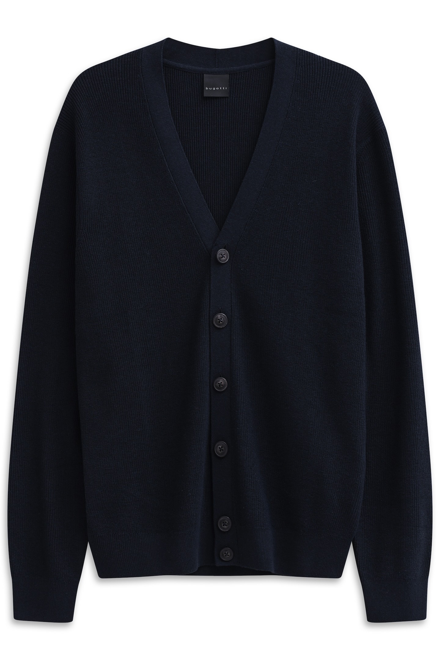 bugatti Cardigan »Regular Fit« mit V-Ausschnitt und Ripp-Struktur