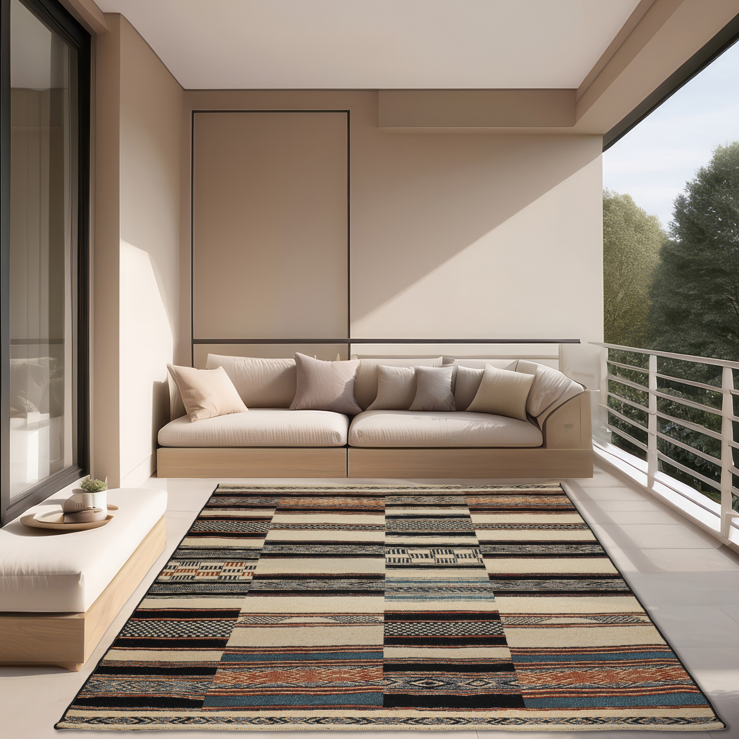 Gino Falcone Teppich »Outdoor-Africa 41«, rechteckig, 5 mm Höhe, Flachgewebe, In- und Outdoor geeignet, Wohnzimmer