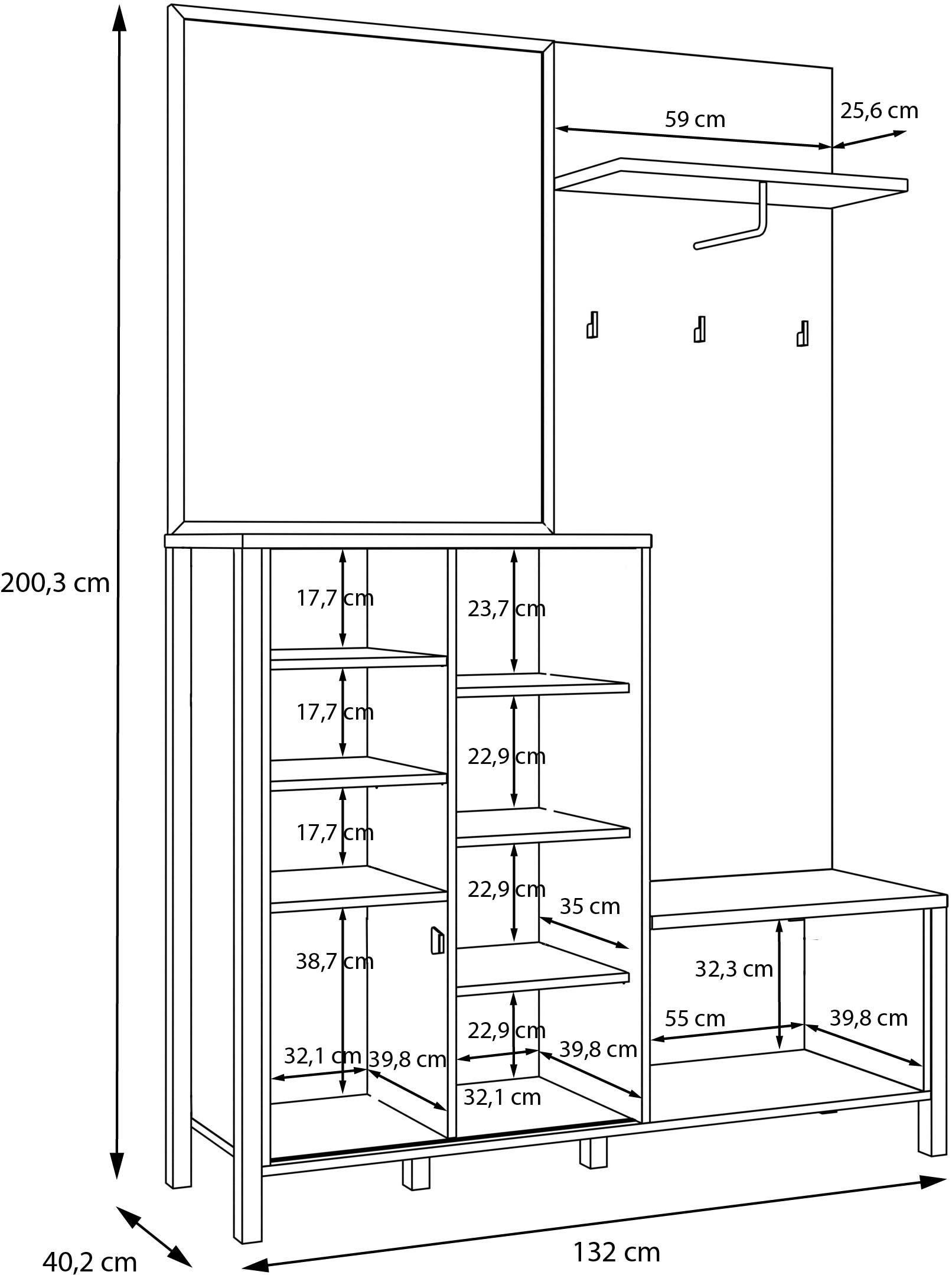 FORTE Kompaktgarderobe »Jytana« Kompaktgarderobe, Stauraum, Lamellenoptik, Trendfarbe