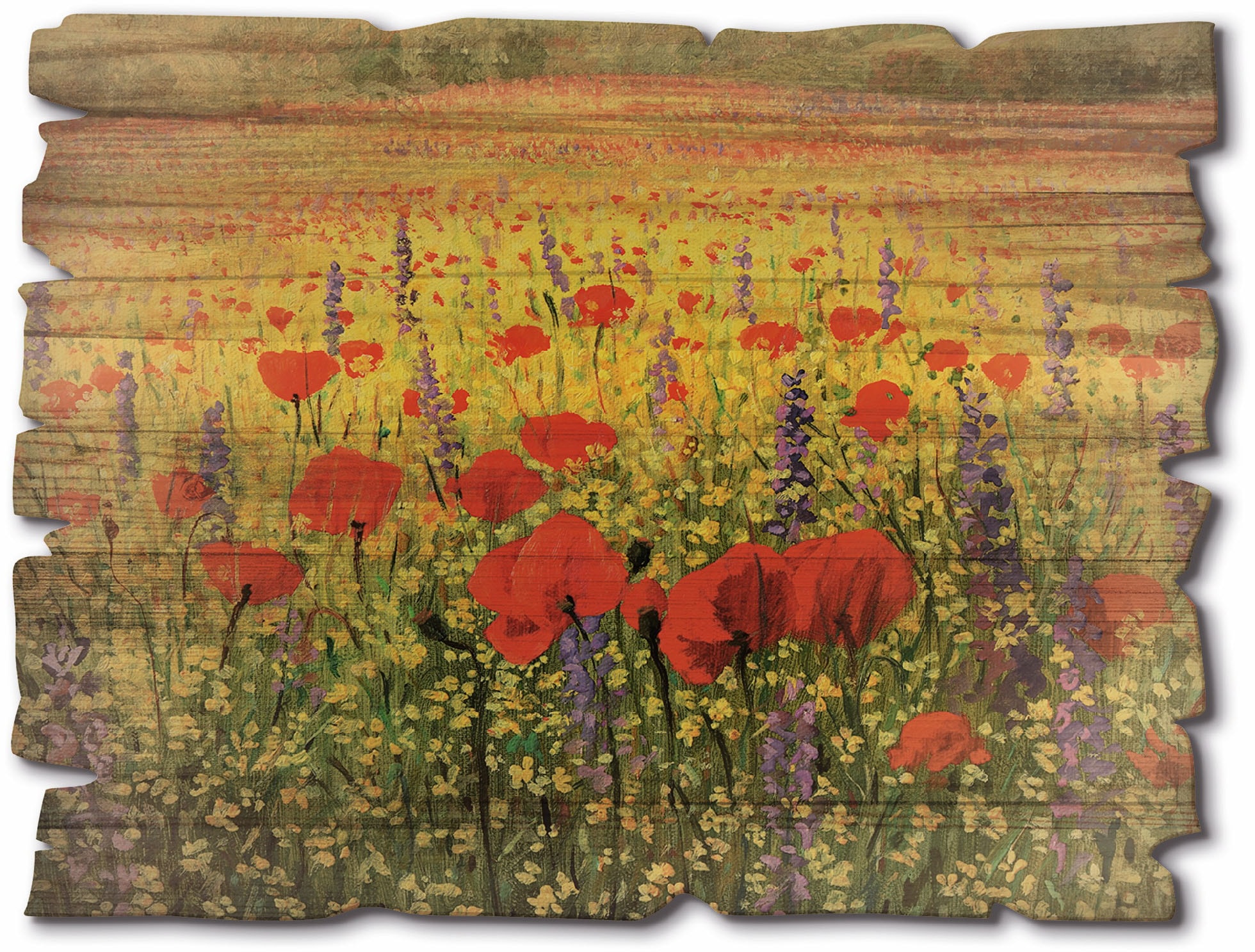 Image of Artland Holzbild "Mohnblumenfeld" Felder 1 Stk. tlg.