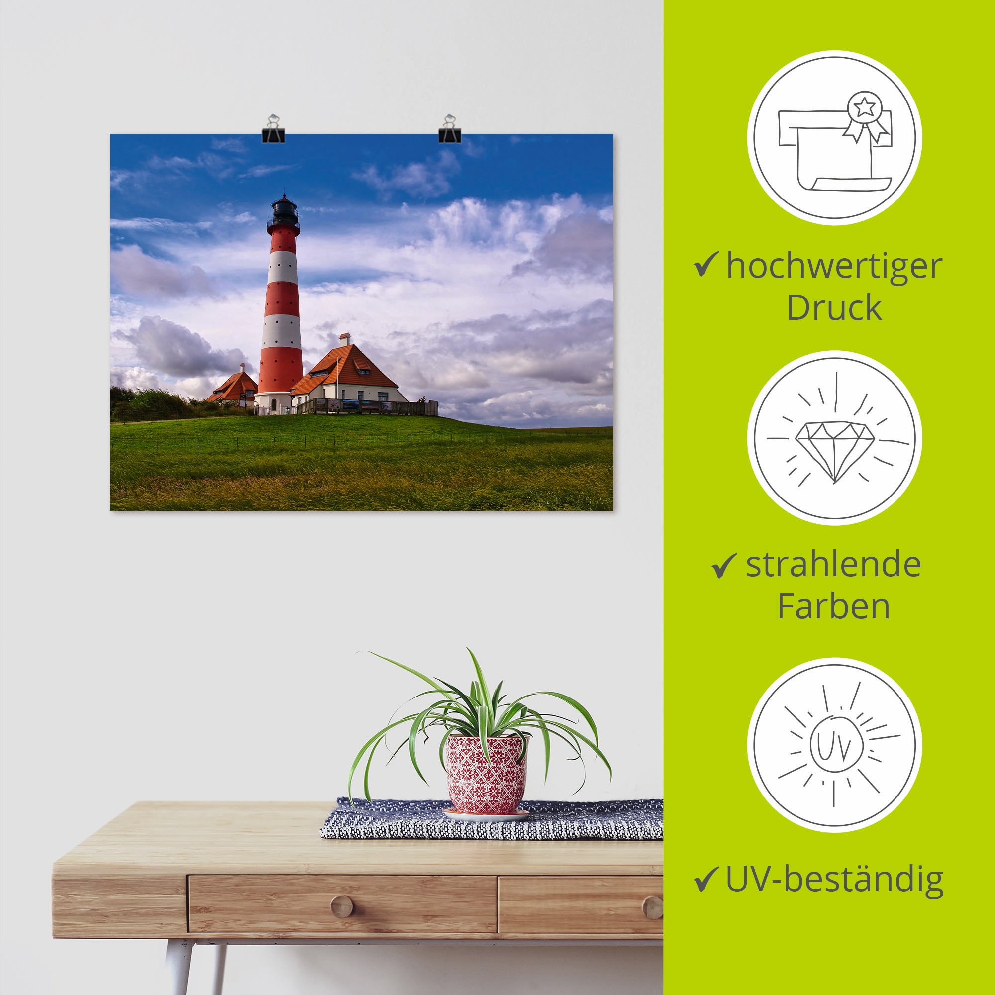 Artland Poster »Leuchtturm Westerheversand« Gebäude 1 Stk. tlg. ohne Rahmen