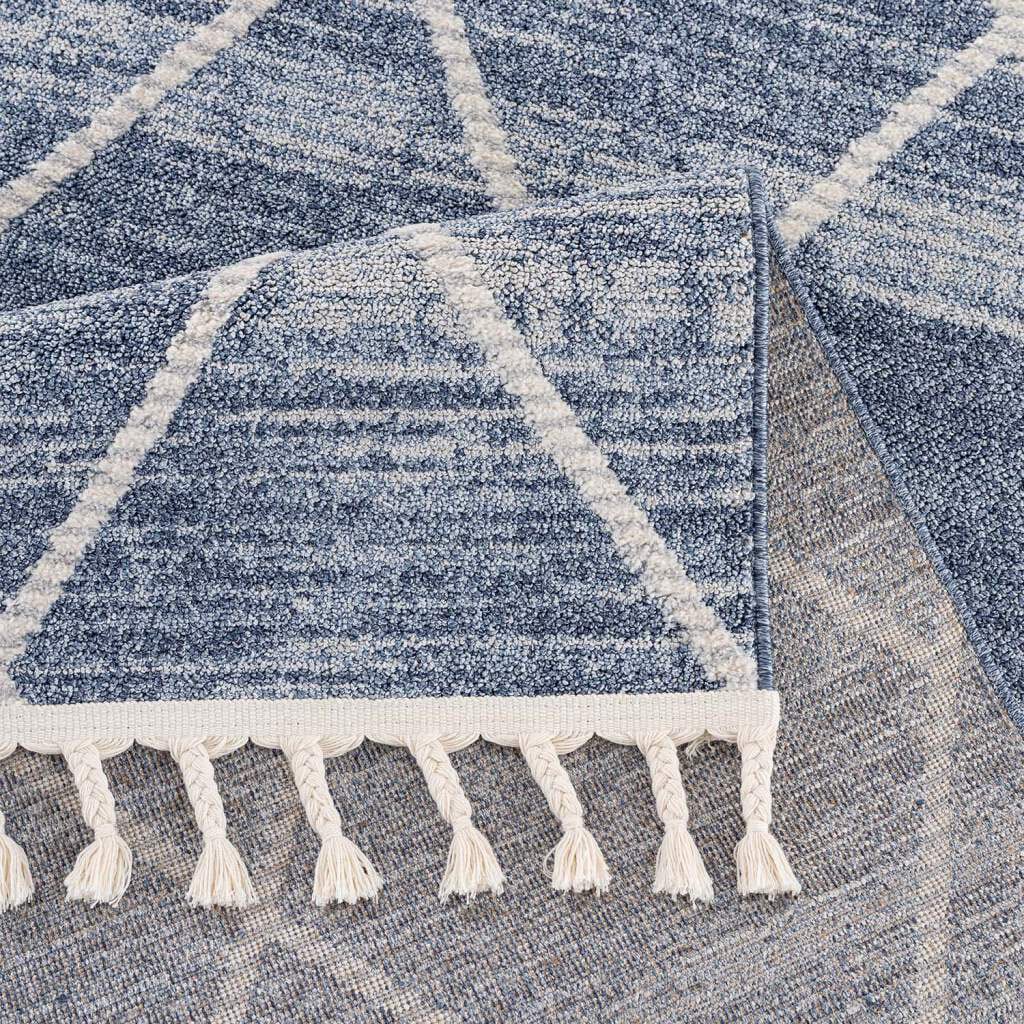 Carpet City Teppich »Art 2646«, rechteckig, 7 mm Höhe, Läufer, Kurzflor, mit Kettfäden, Rauten-Optik, Fransen
