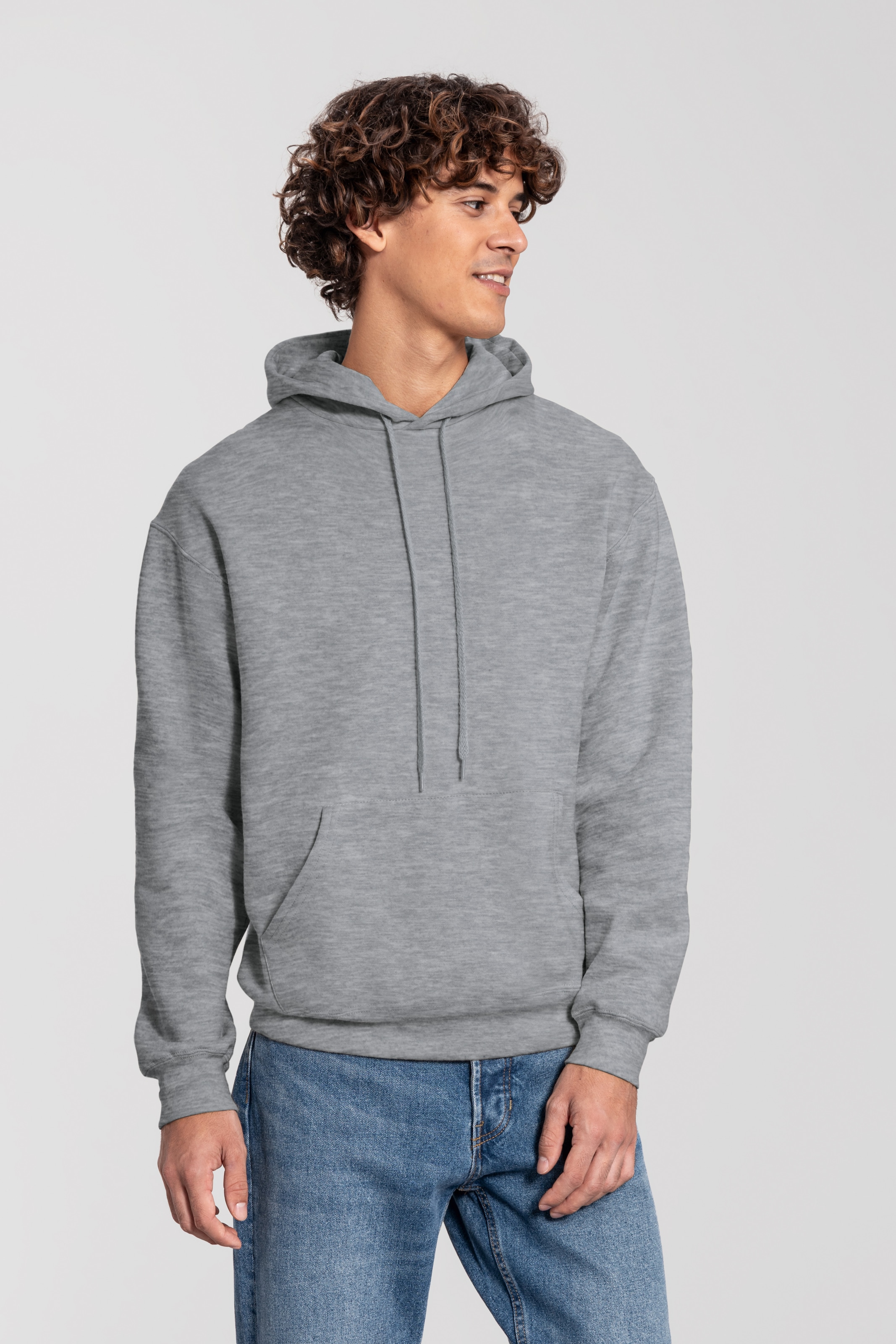 Image of Fruit of the Loom Kapuzensweatshirt "Iconic Premium Hoodie", mit Kängurutasche, meliert, im Casual-Stil