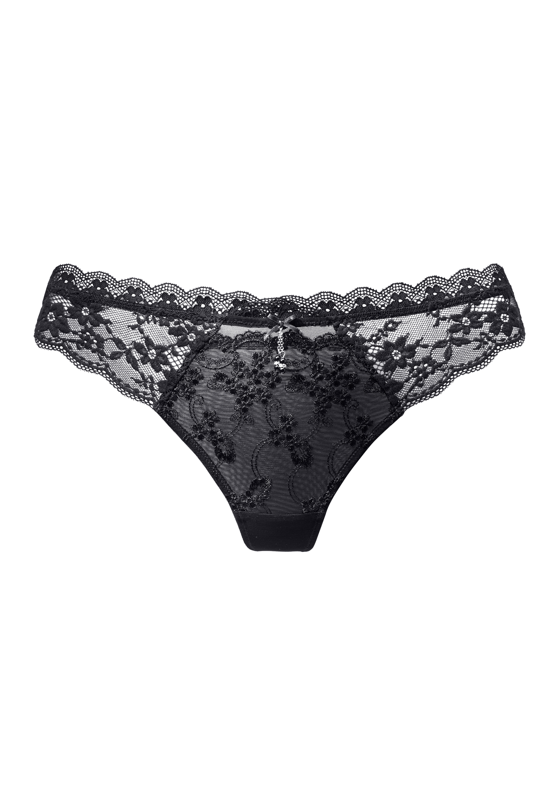 LASCANA String aus edler Stickereispitze und seitlichen Jacquardspitzeneinsätzen