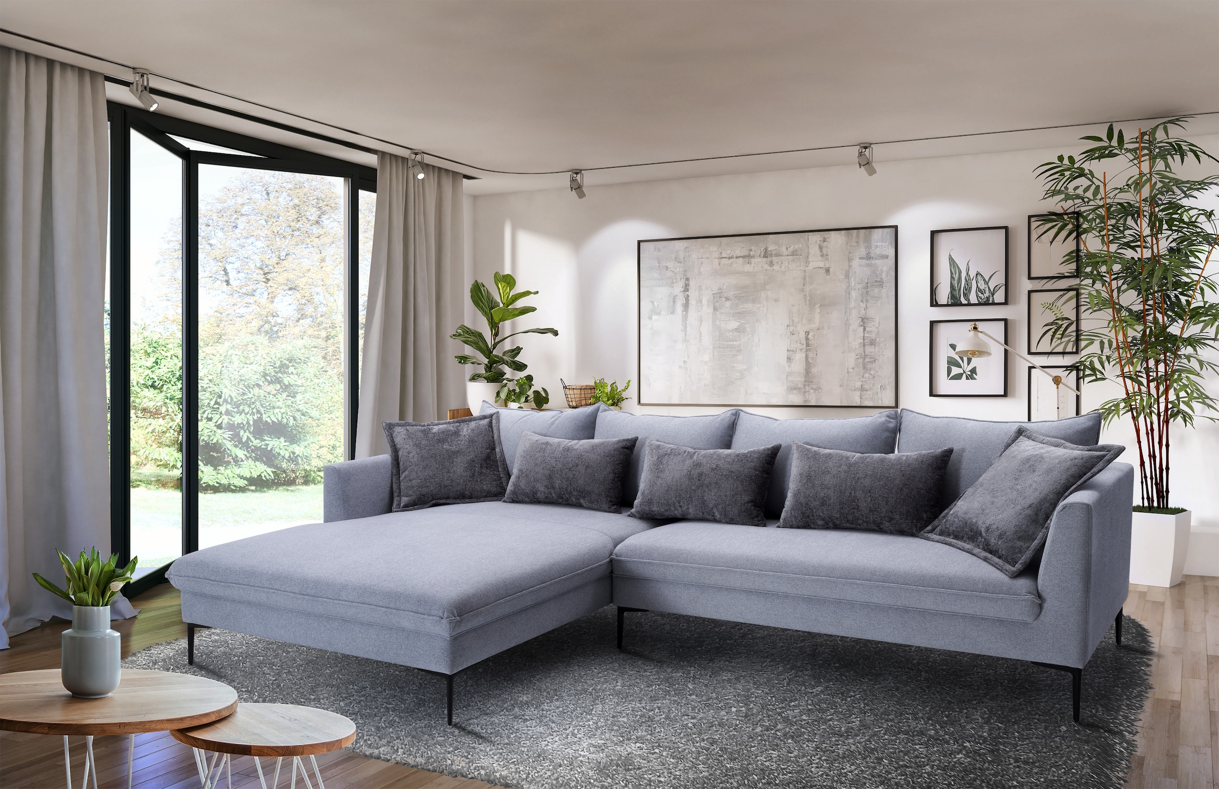 Image of exxpo - sofa fashion Ecksofa "Piazza, elegant und edel, Designsofa mit tollem Sitzkomfort," Longchair Ecke in hochwertiger Verarbeitung, Stellmasse 321x187 cm