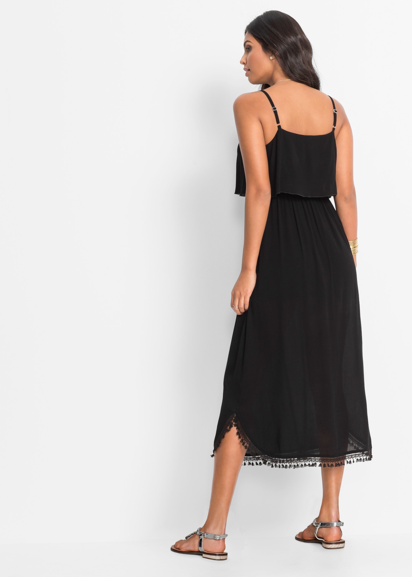 bonprix Maxikleid lässige Passform, elastischer Gummibund in der Taille, ärmellos