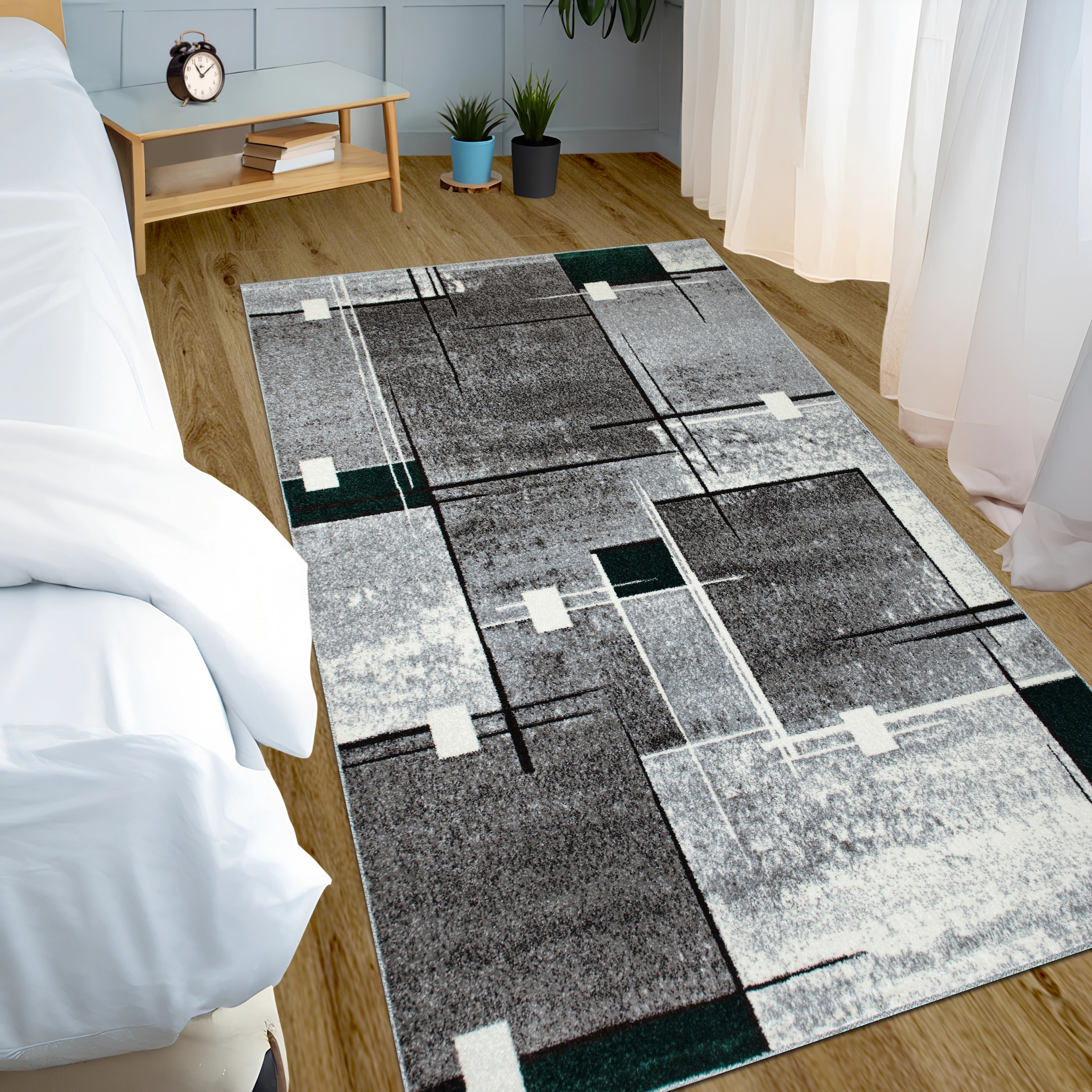 my home Teppich »Deblin«, rechteckig, 9 mm Höhe, weicher Flor, Kurzflor, Karo-Design, modern, geometrisches Muster