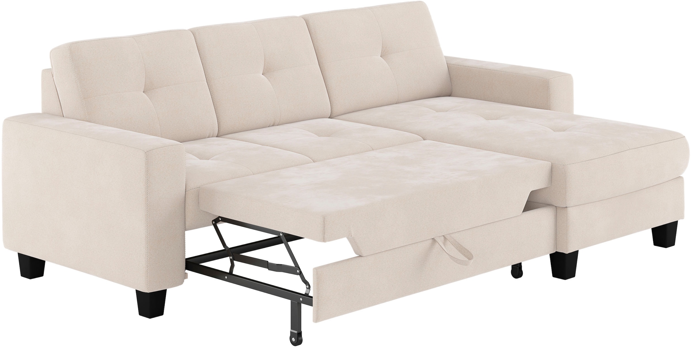 Places of Style Ecksofa »Varese L-Form«, wahlweise mit Bettfunktion und Bettkasten