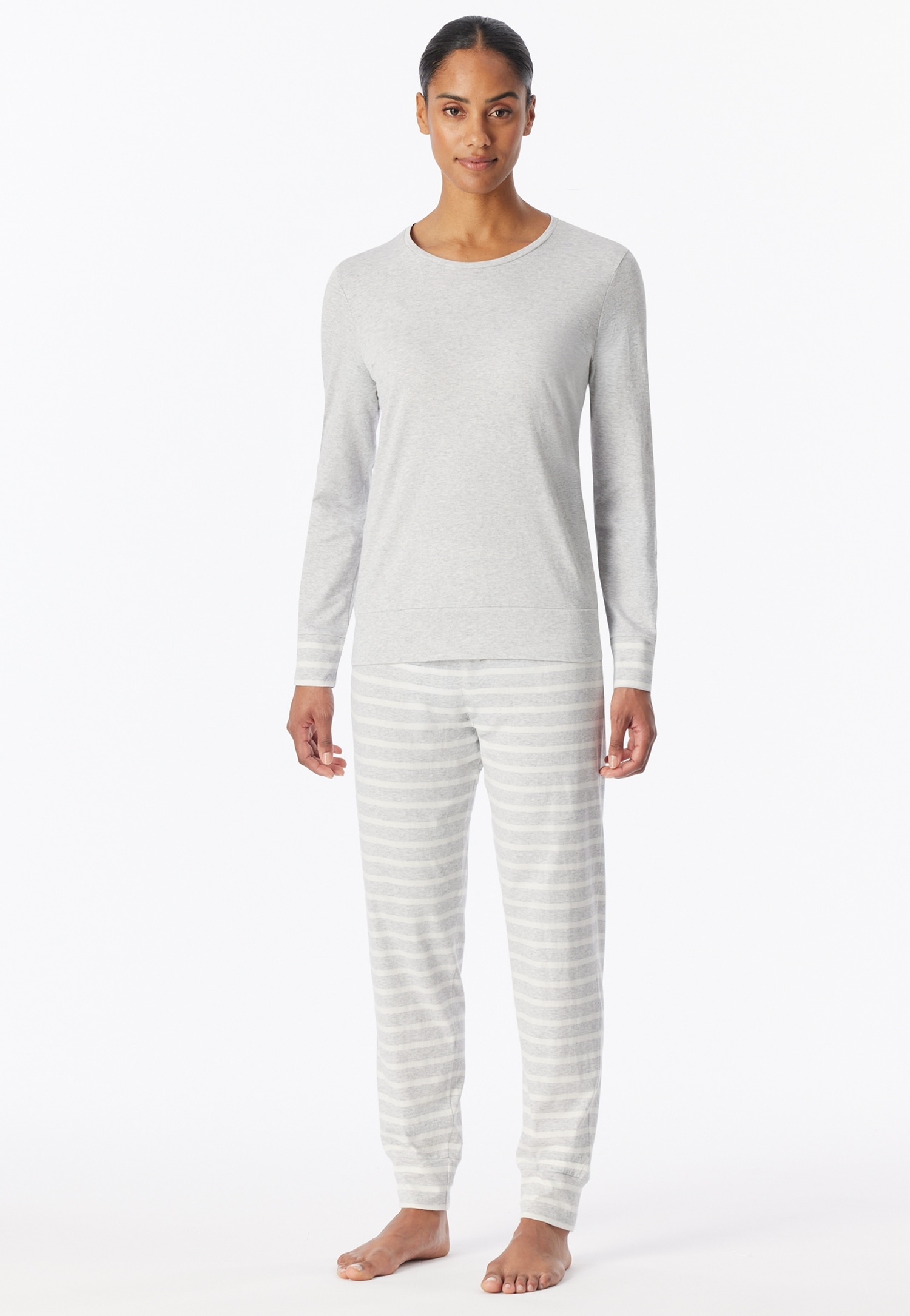 Image of Schiesser Schlafanzug "Casual Essentials" 2 Baumwolle, Rundhalsausschnitt, langärmelig