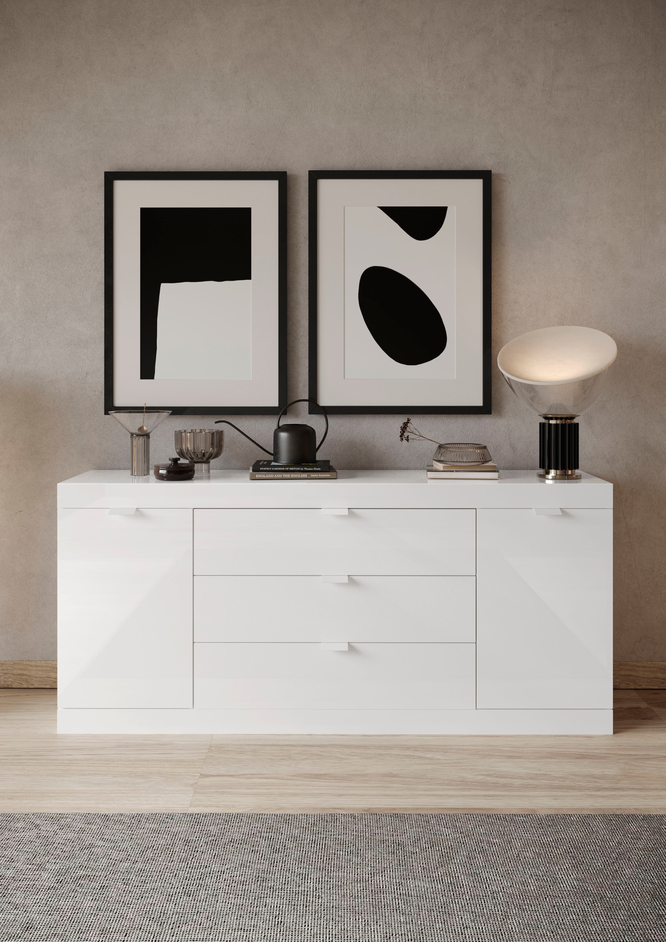 LC Sideboard »Slim«, Breite 181 cm, weiss Hochglanz Lack