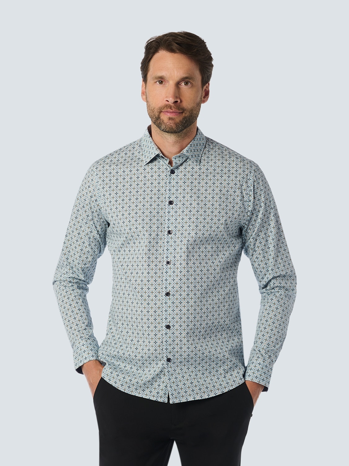 Image of NO EXCESS Langarmhemd mit Muster