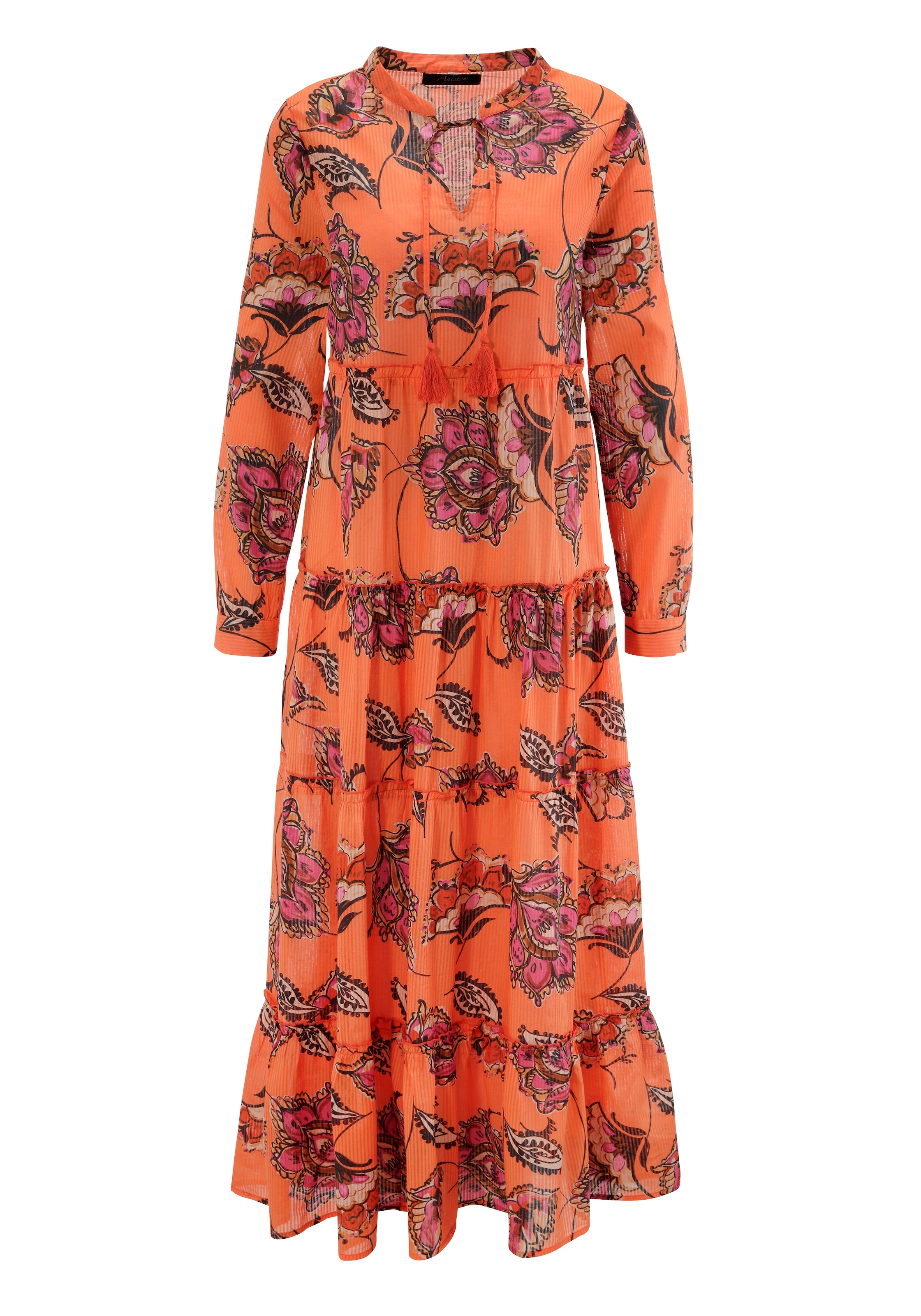 Aniston CASUAL Maxikleid, mit grossflächigem Blumen auf strukturierter Ware - NEUE KOLLEKTION