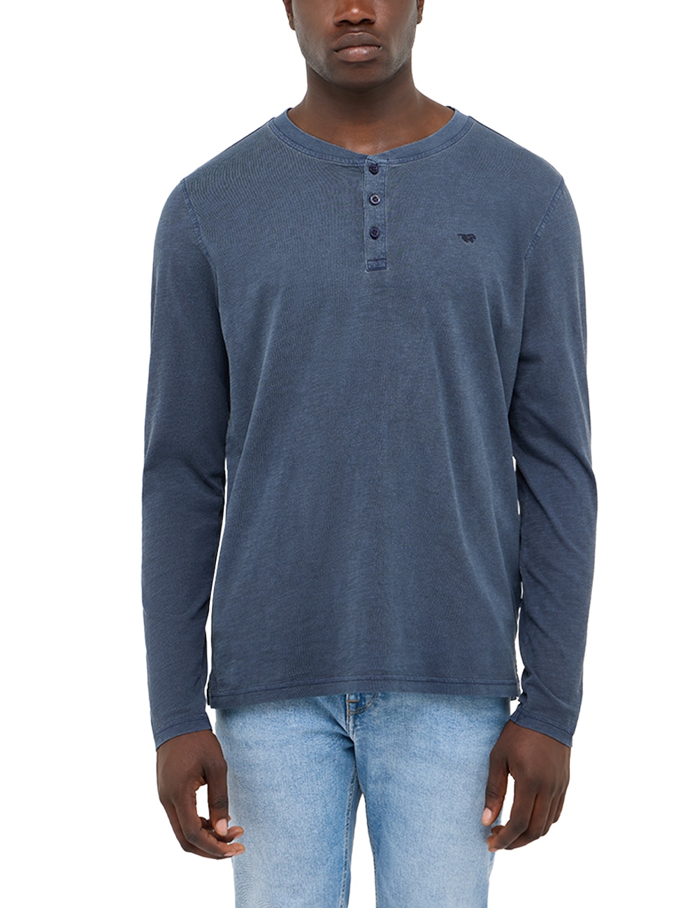 Image of MUSTANG Langarmshirt "Atchison Henley LA" mit kurzer Knopfleiste