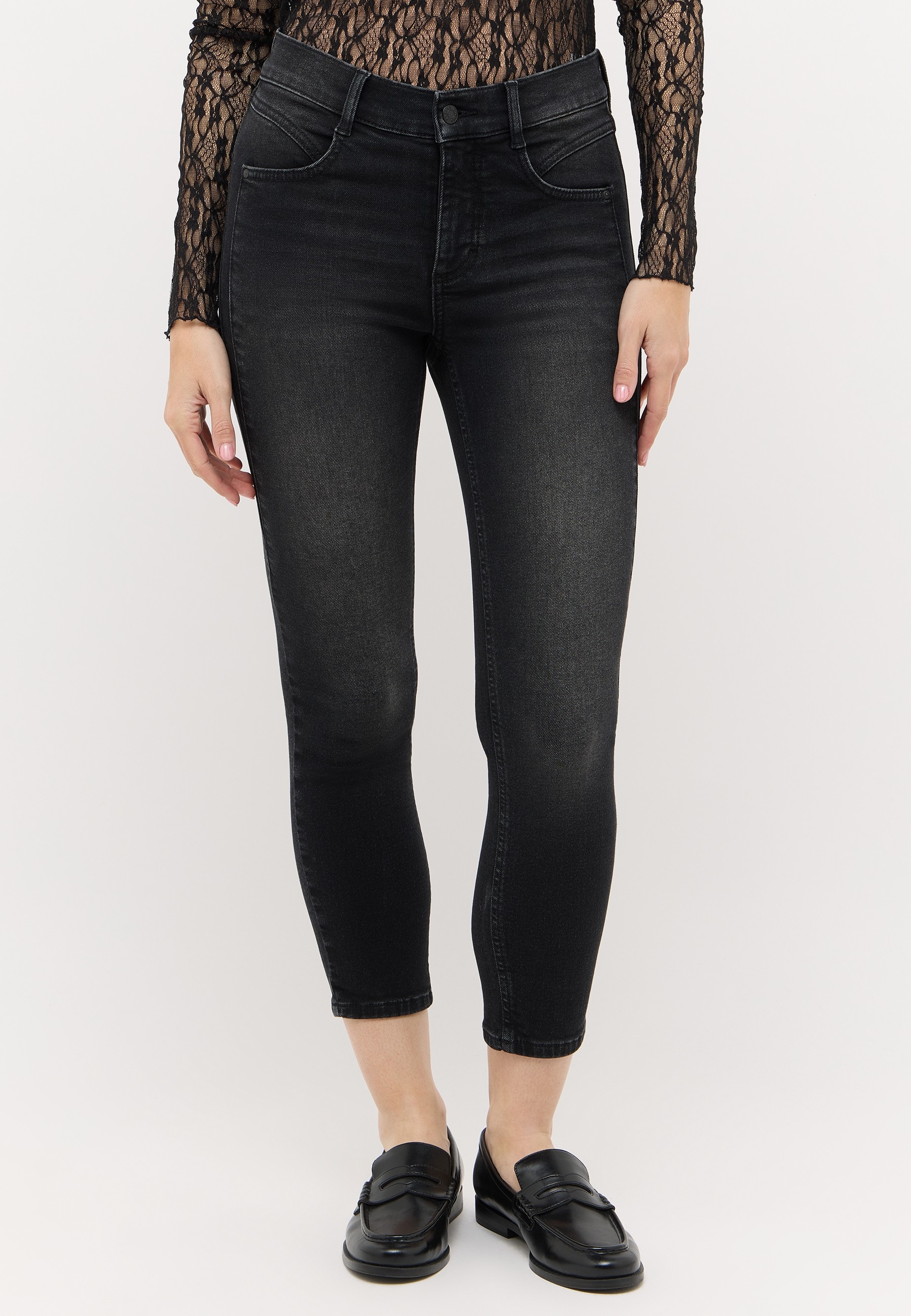 Image of ANGELS Slim-fit-Jeans "ORNELLA SEAM" Slim fit Passform, aus Baumwollmischung, mit 1-Knopf-Form