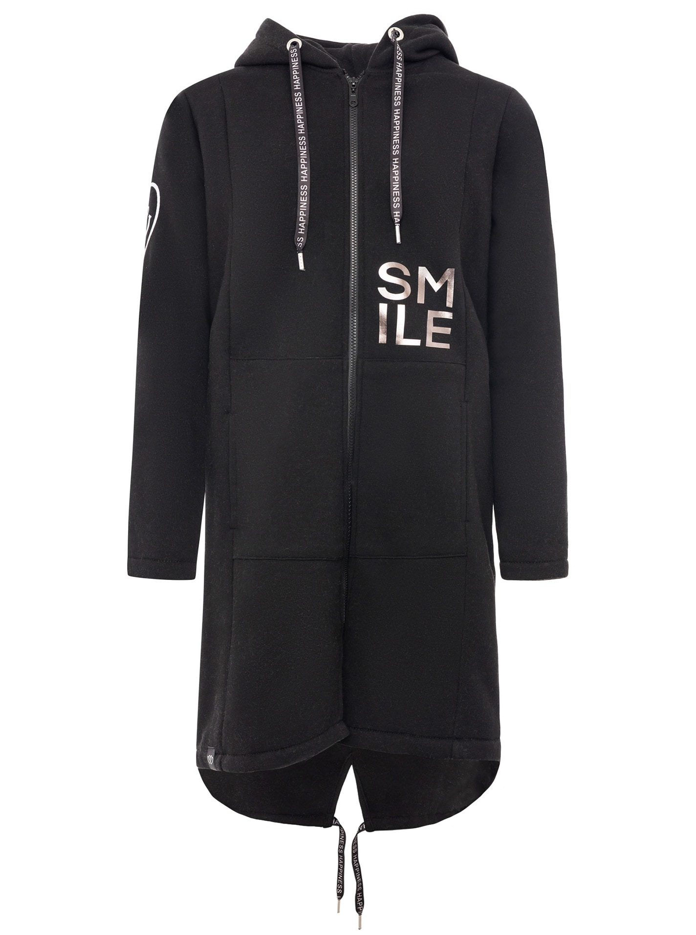 Zwillingsherz Kurzmantel »"Alissa Shiny"« Kapuze, Reissverschluss, glänzender Print, bedrucktes Band